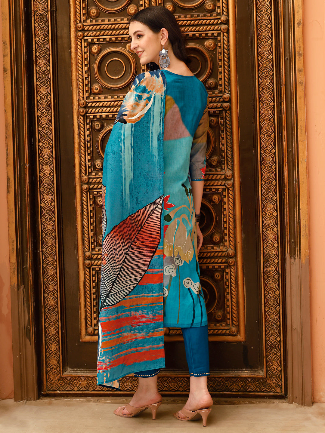 Embroidered & Floral Printed Kurta With Pant & Printed Dupatta, Multicolor - Hiral Fashion