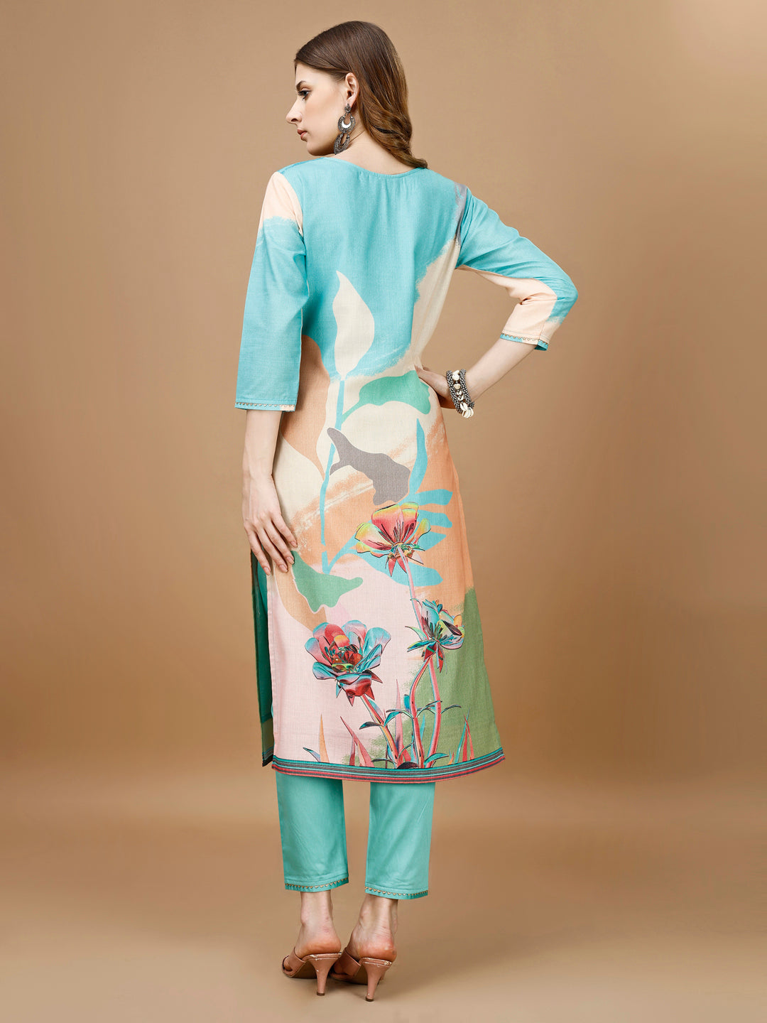 Embroidered & Floral Printed Kurta With Pant & Printed Dupatta Premium, Multicolor - Hiral Fashion