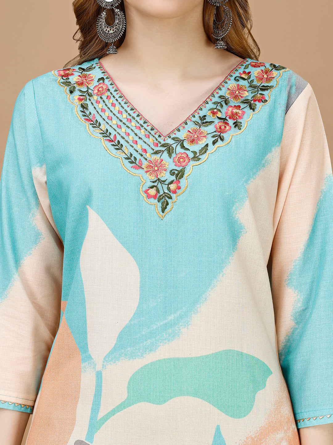 Embroidered & Floral Printed Kurta With Pant & Printed Dupatta Premium, Multicolor - Hiral Fashion