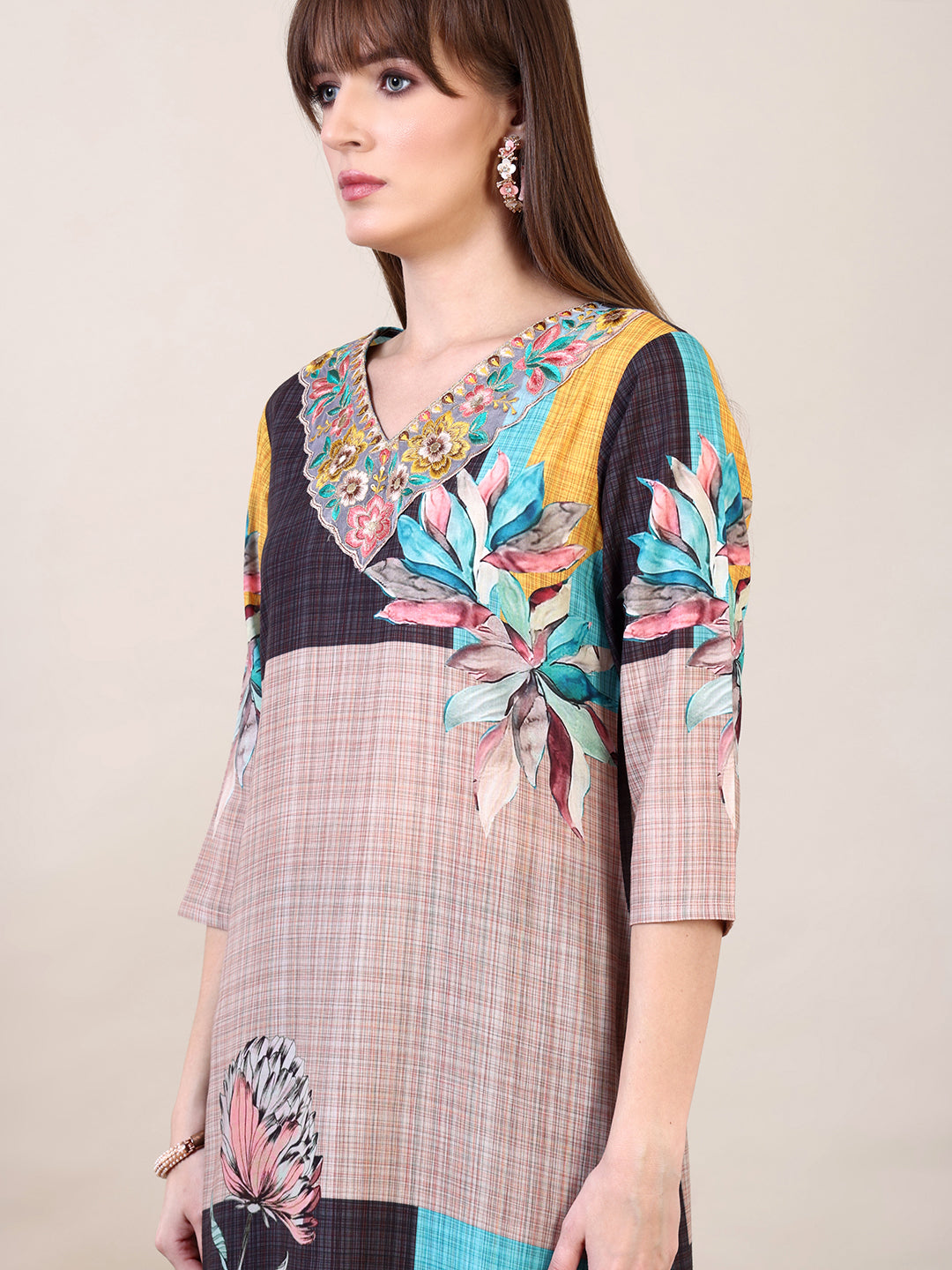 Embroidered & Printed Kurta With Pant & Dupatta, Multicolor - Hiral Fashion