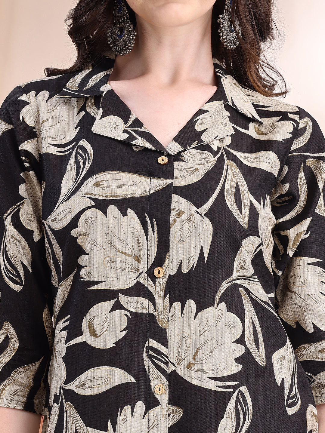 Printed Coordinated Kurta And Palazzo Set, Black - Hiral Fashion