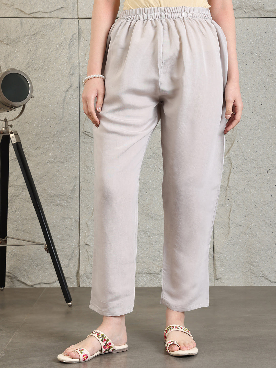 Embroidered Kurta With Pant & Organza Embroidered Dupatta, Grey - Hiral Fashion
