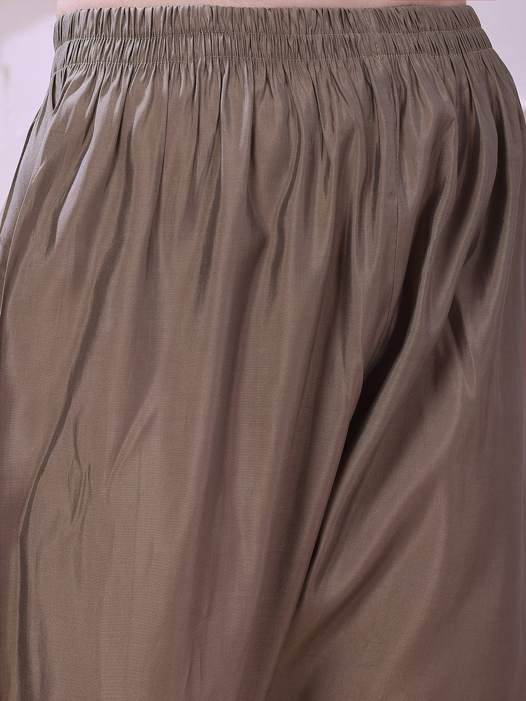 Taupe Floral-Embroidered Straight Suit Set With Lace-Bordered Dupatta And Tapered Pants, Taupe - Hiral Fashion