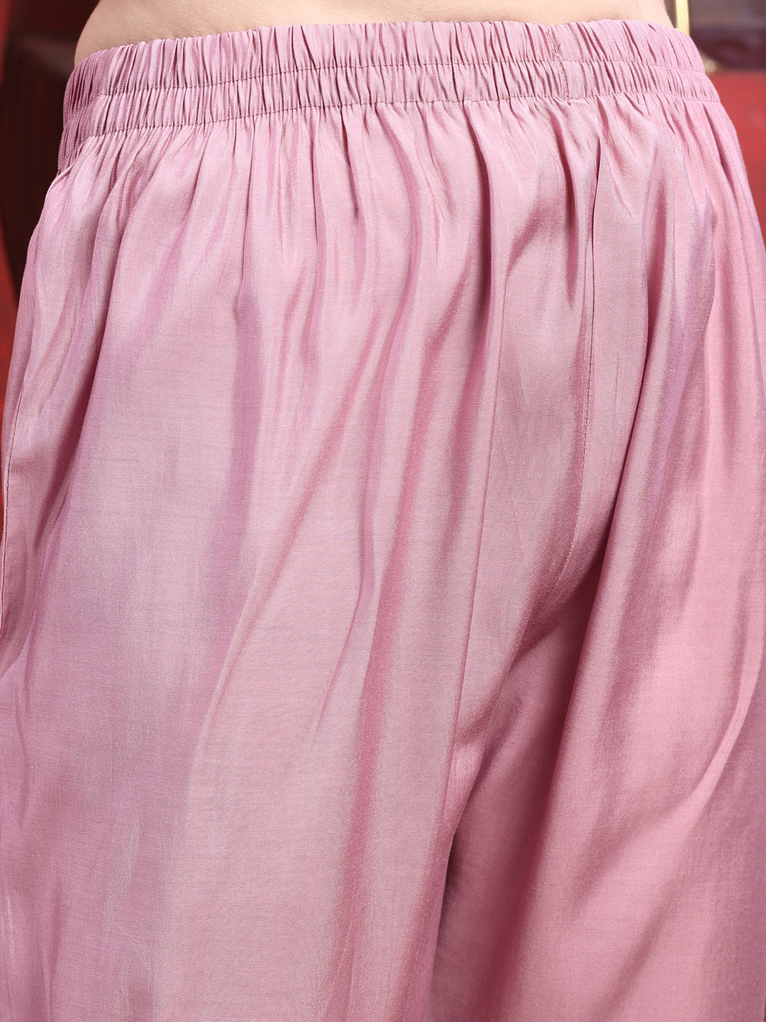 Hand Embroidered Kurta With Pant & Dupatta, Pink - Hiral Fashion