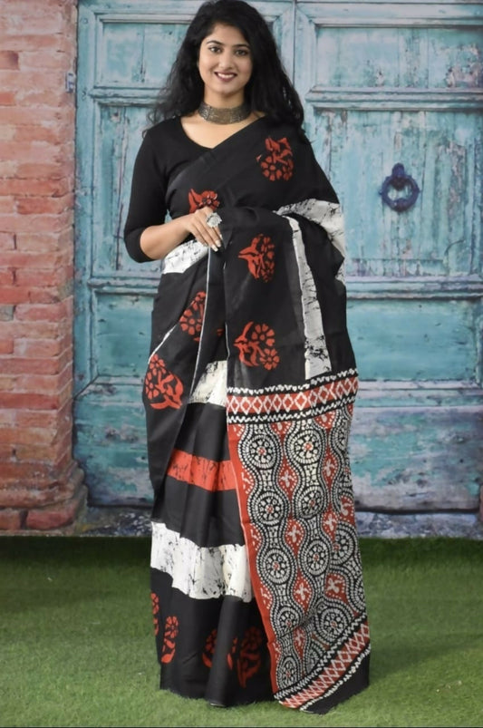 Exclusive Collection Black Multi Beautiful Mulmul Cotton Grab2Buy