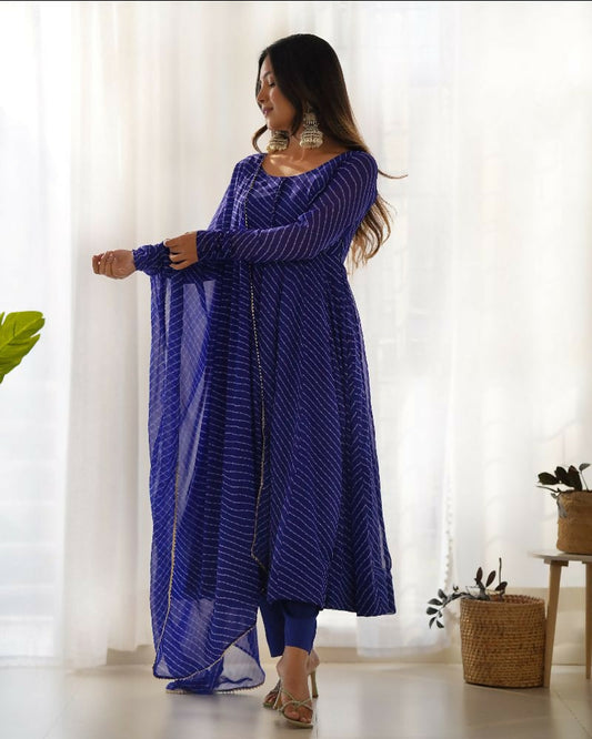Joban Fashion Royal Blue Kurta Set Georgette Sequence Embroidery Work 