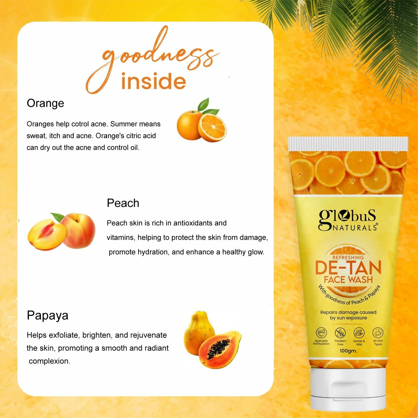 Globus Naturals De Tan Face Wash, Suitable For All Skin Types | Swadesiicart