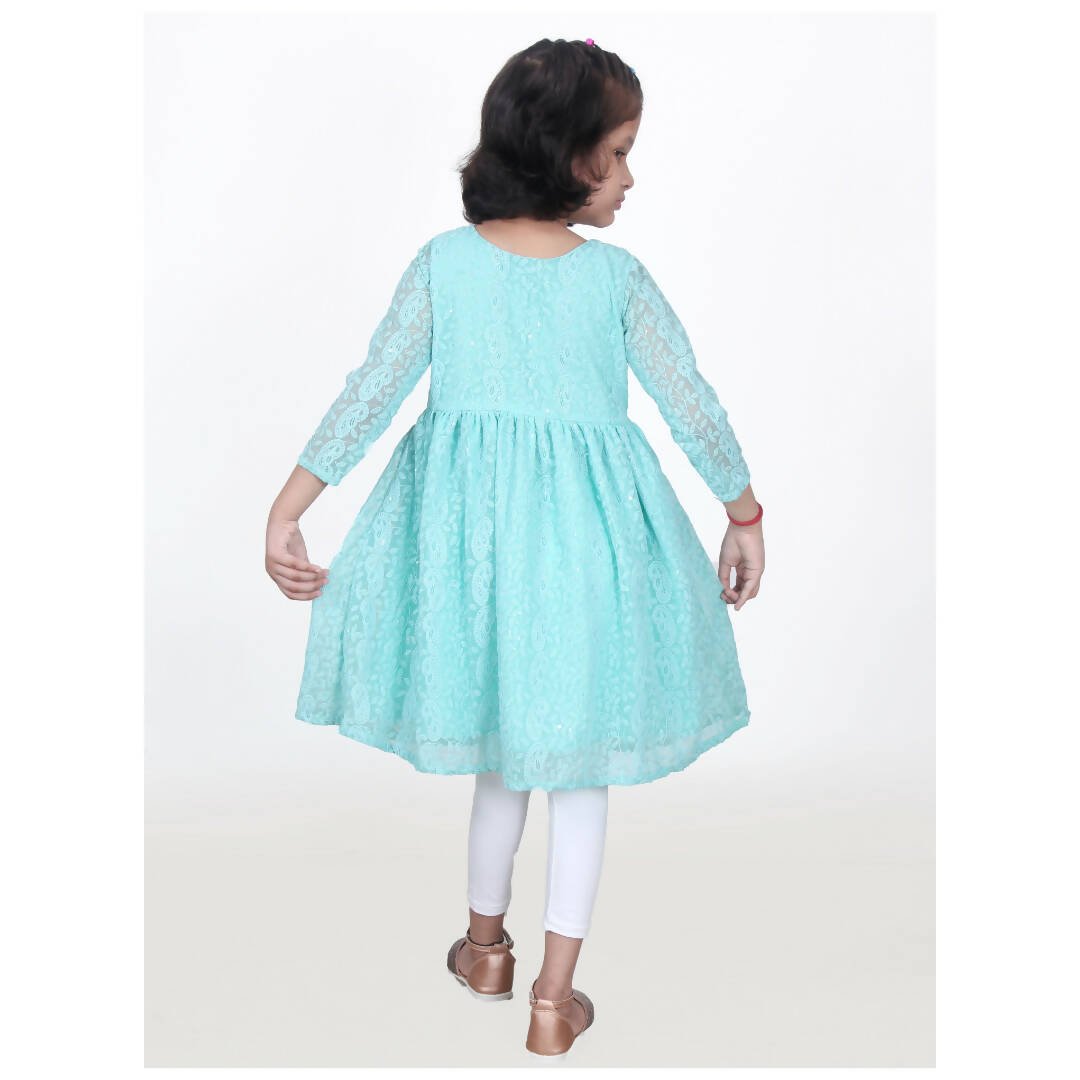 Akarshan viscose Lukhnowi Chikankari Anarkali kurta with Leggings - Green 