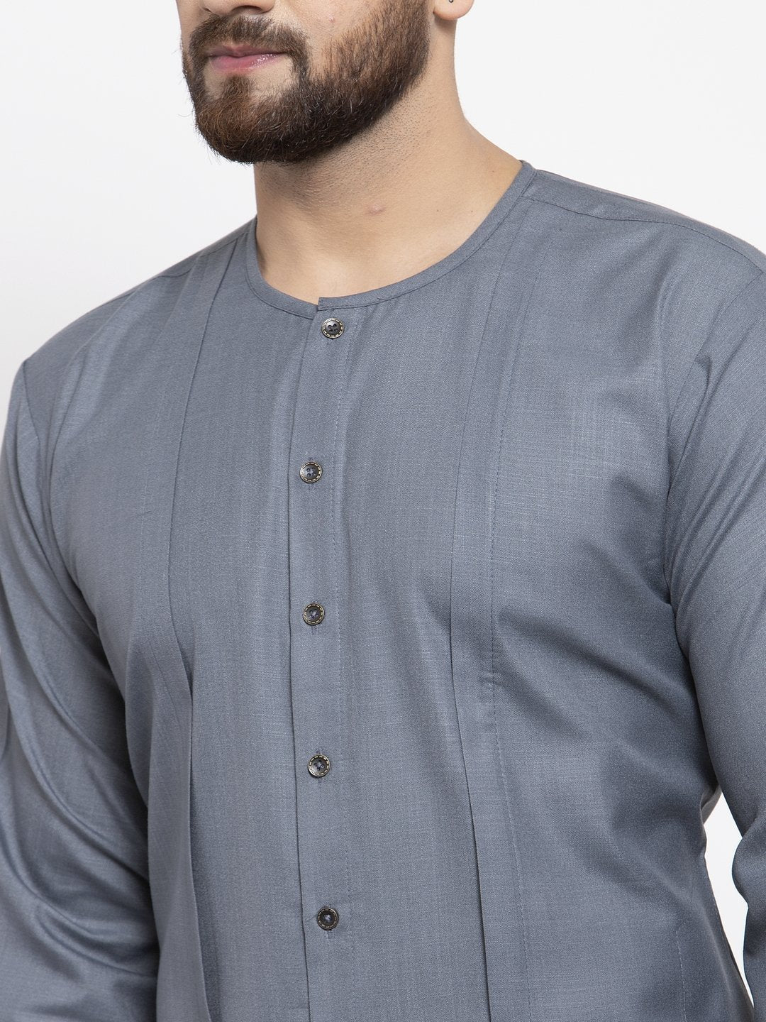 Jompers Men Grey Solid high-low Kurta