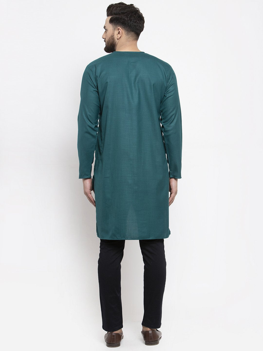 Jompers Men Teal Solid high-low Kurta
