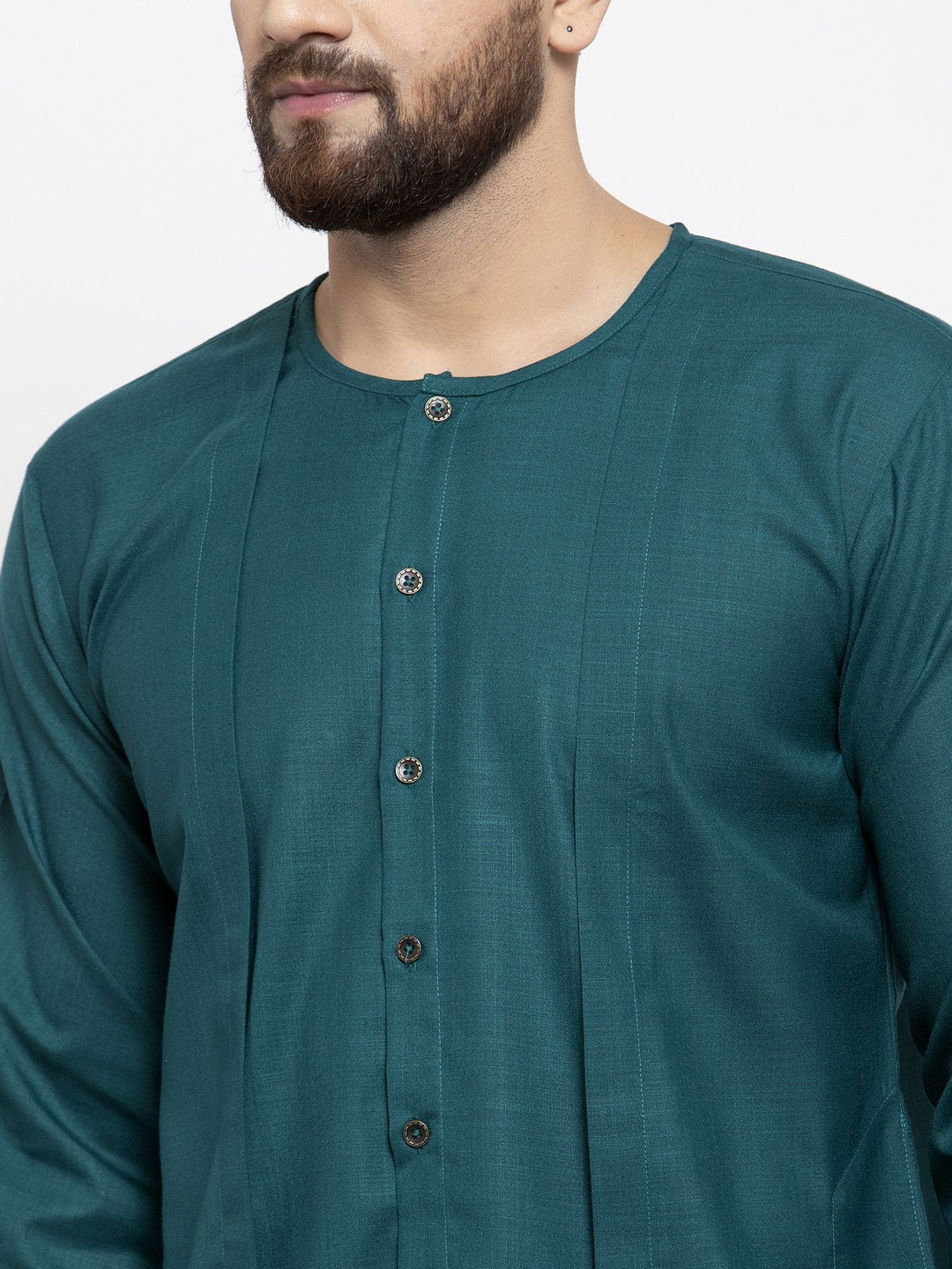 Jompers Men Teal Solid high-low Kurta
