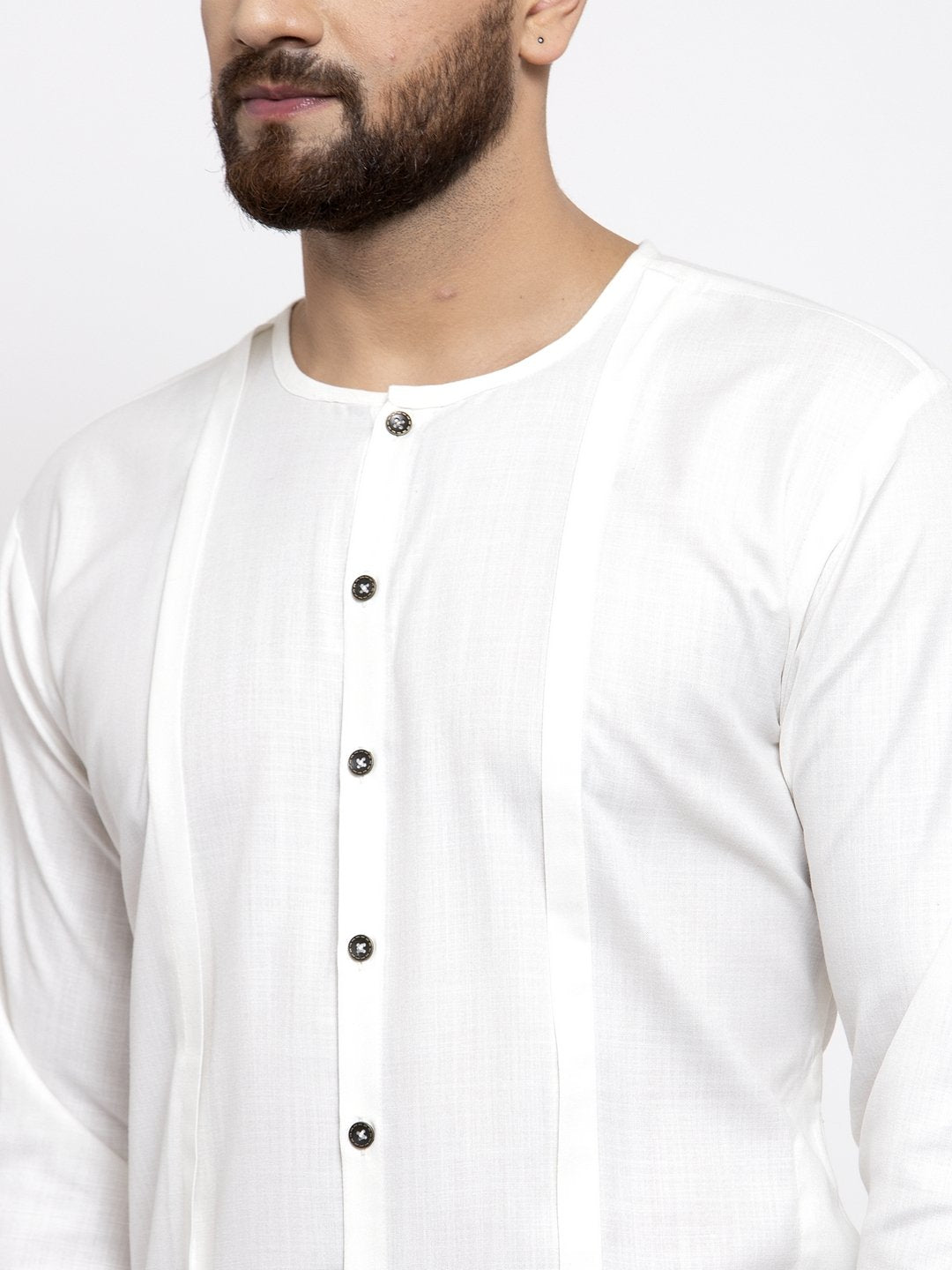 Jompers Men White Solid high-low Kurta