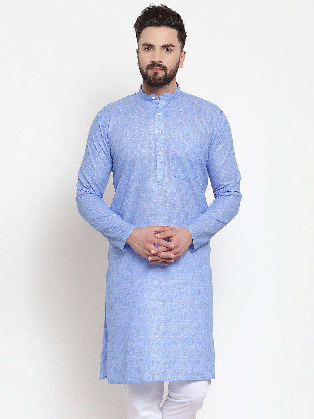 Jompers Men Blue Self-design Kurta Only