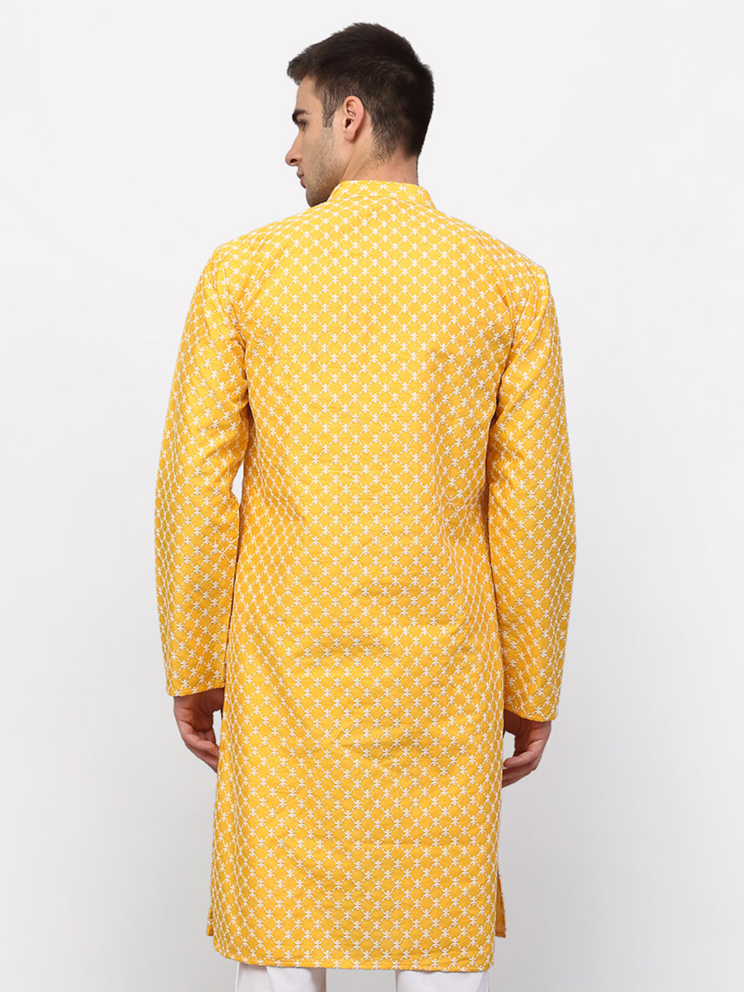 Jompers Men Mustard Chikankari Kurta Only