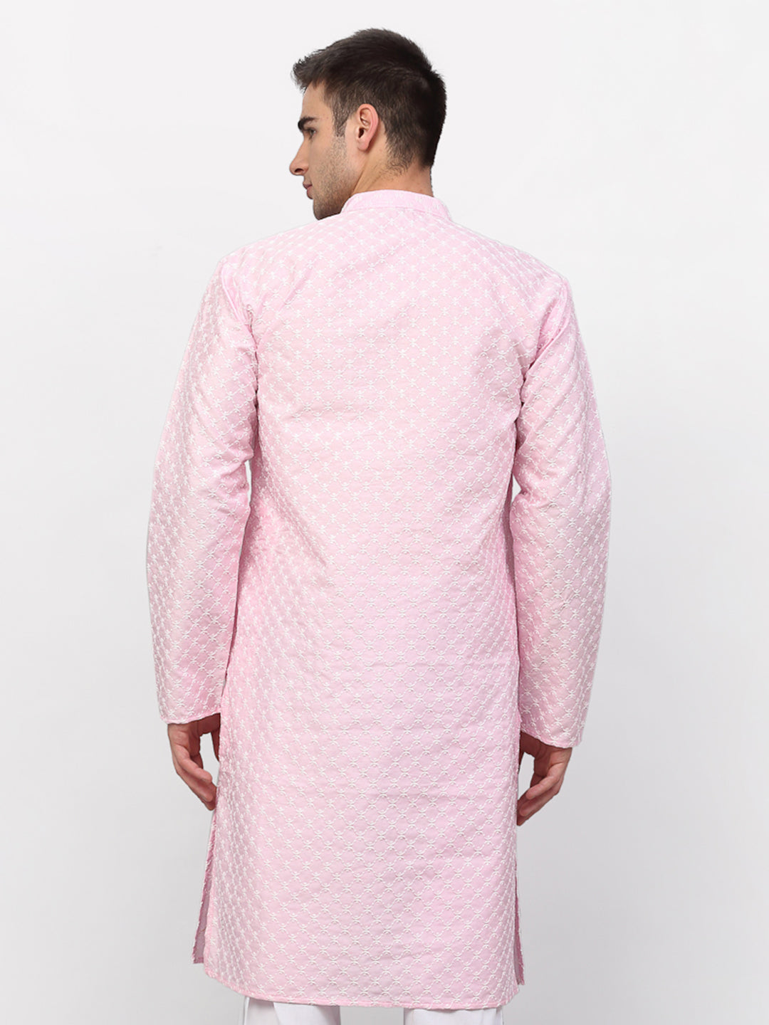 Jompers Men Pink Chikankari Kurta Only