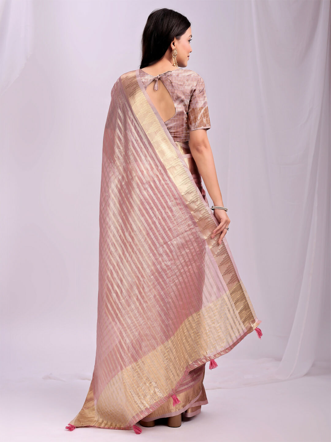 Shree Shyam Fashion Organza Pink Saree
