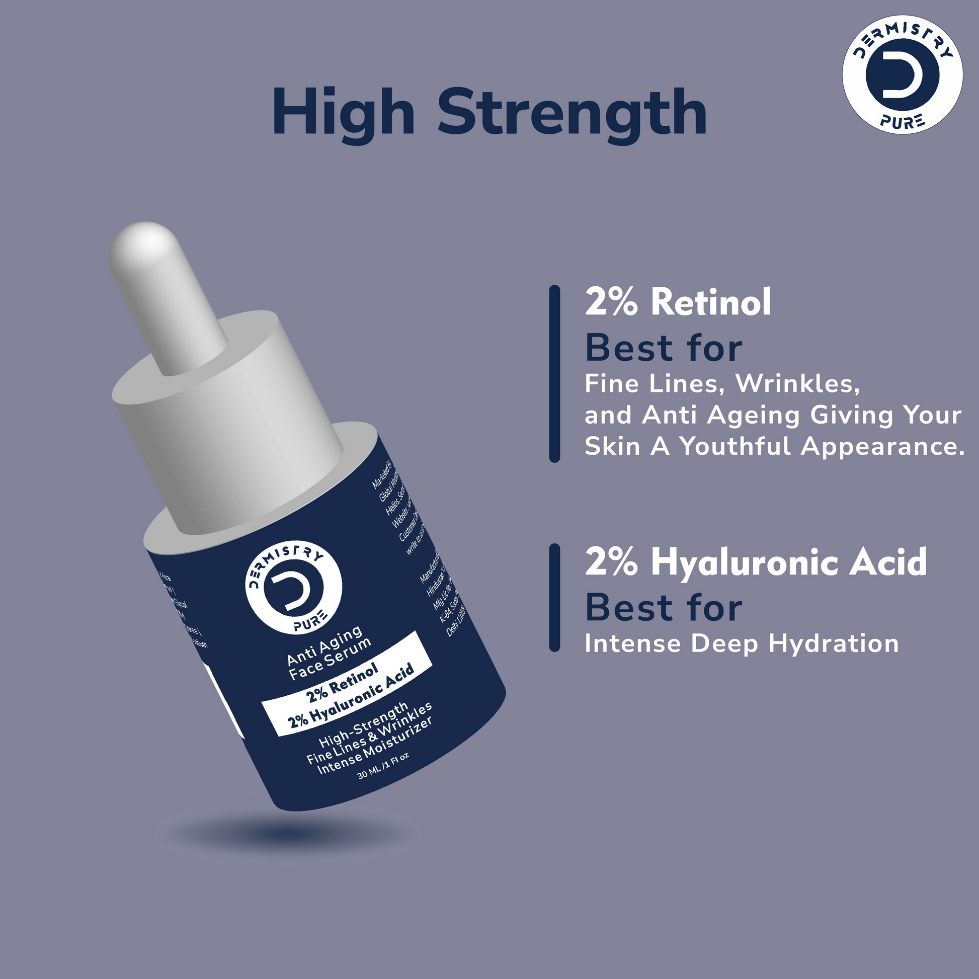 Dermistry 2% Retinol Hyaluronic Night Moisturizer Cream Serum For Anti Aging Fine Lines & Wrinkles 