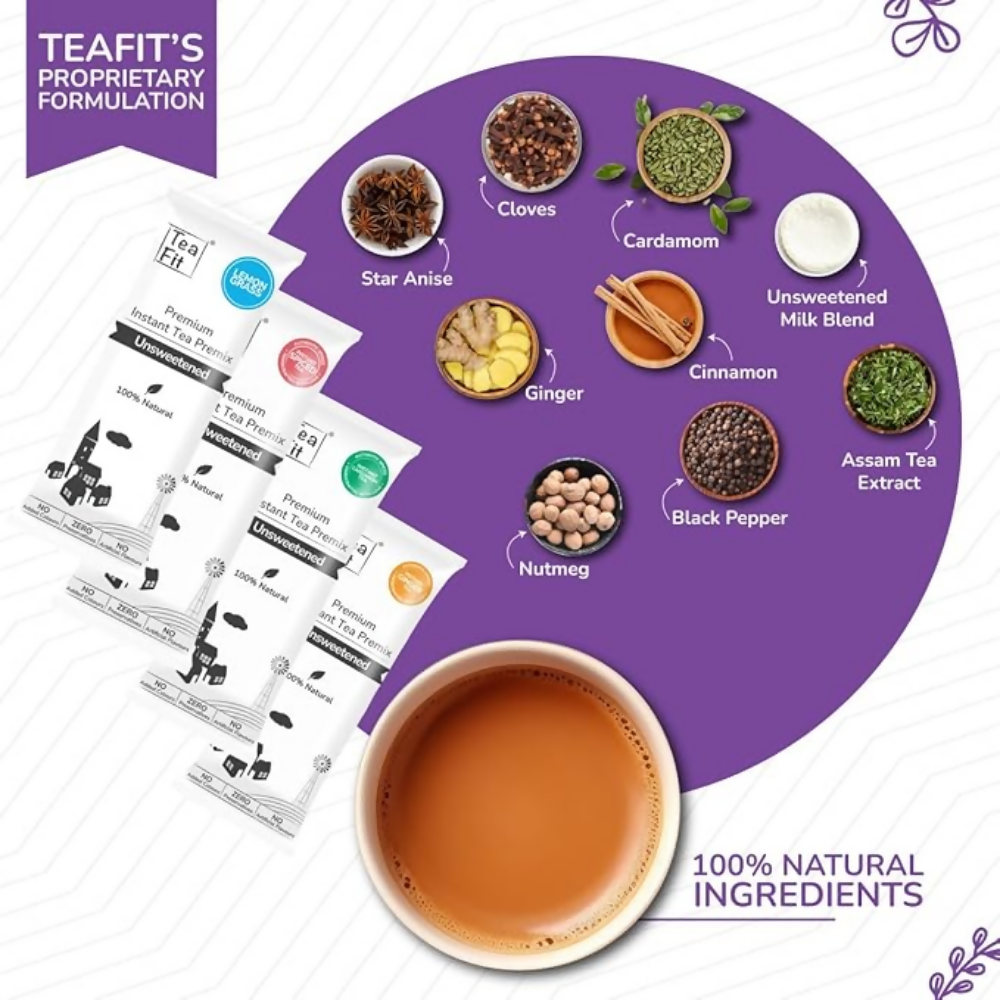 TeaFit Premium NO SUGAR Instant Assorted Tea Premix combo