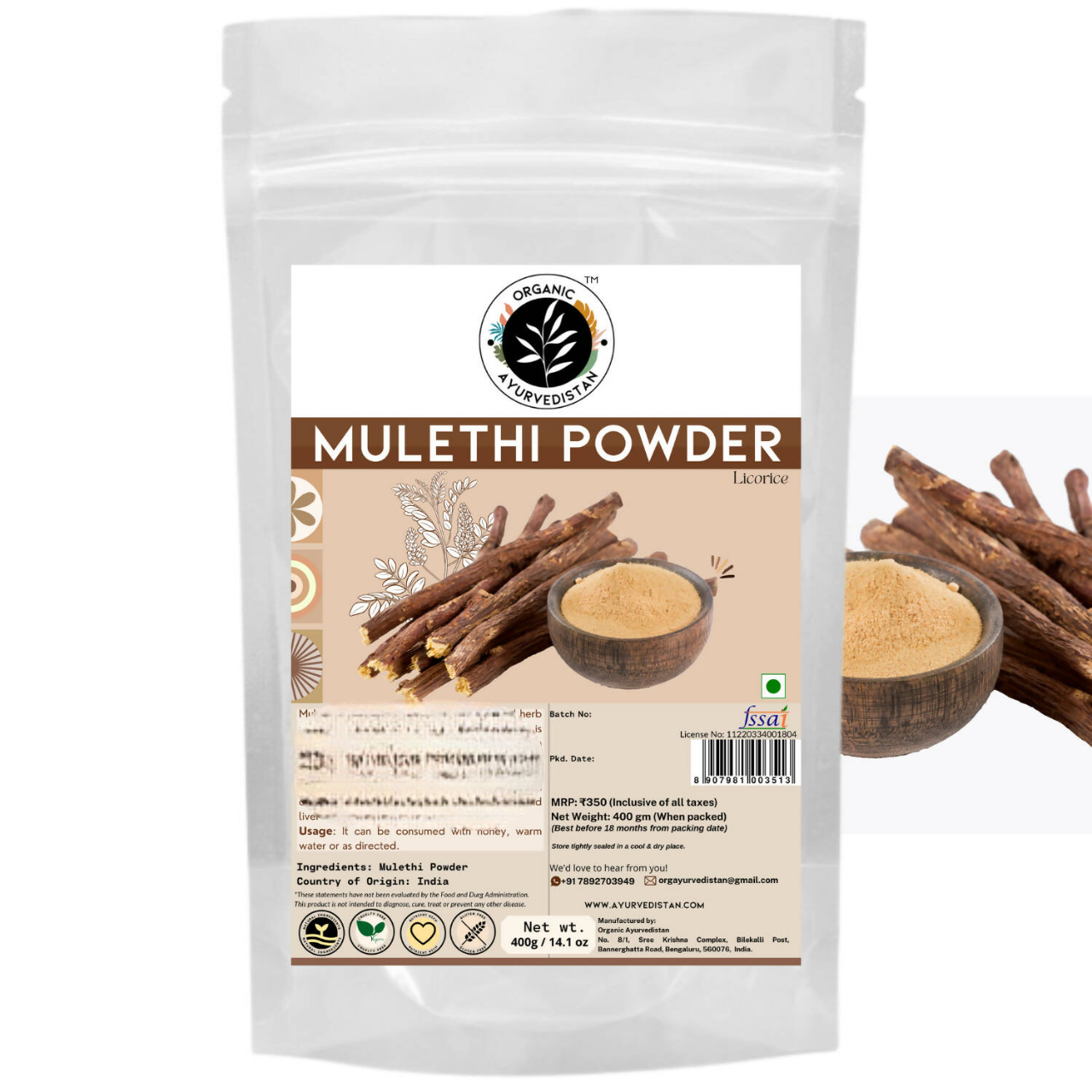 Organic Ayurvedistan Mulethi Powder 