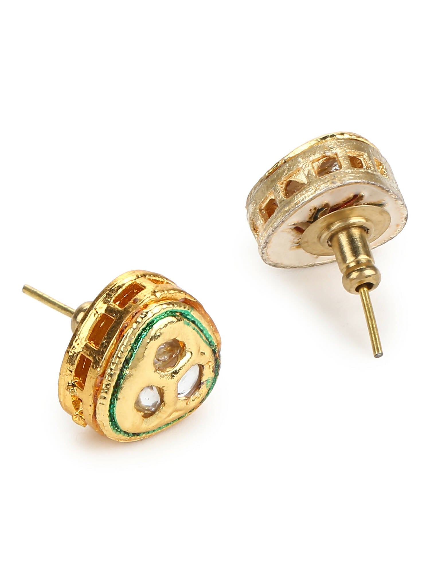 Gold-Toned Silver-Toned Contemporary Studs Earrings - Ruby Raang - Grab2buy