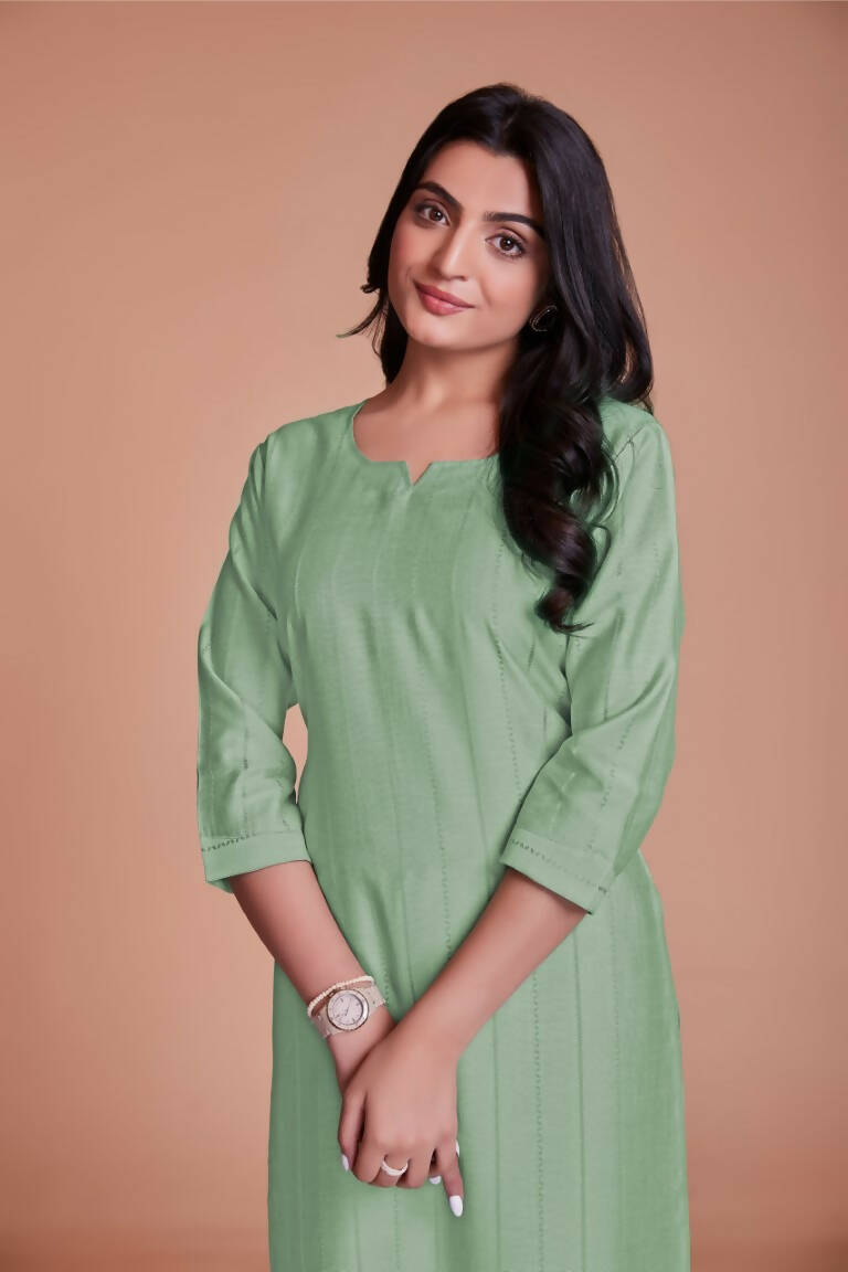 Aastha Fashion Women's Pista Green Viscose Solid Kurti with Bottom - Grab2buy