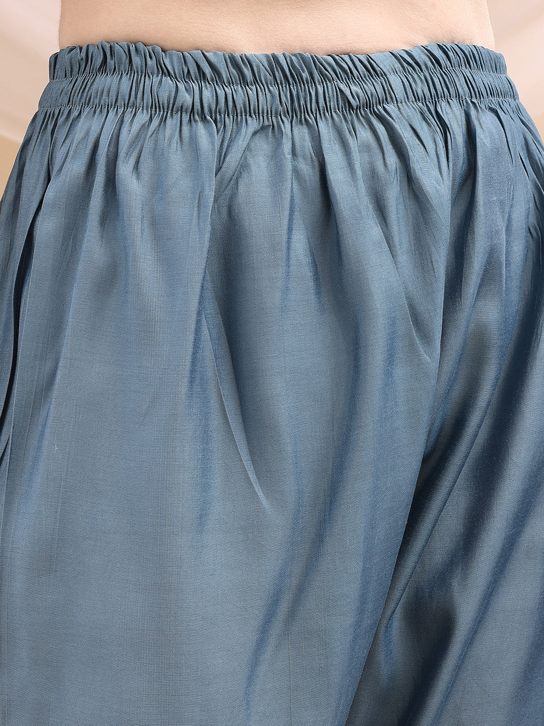 Sequined Embroidered Kurta With Pant & Printed Dupatta, Turquoise - Hiral Fashion