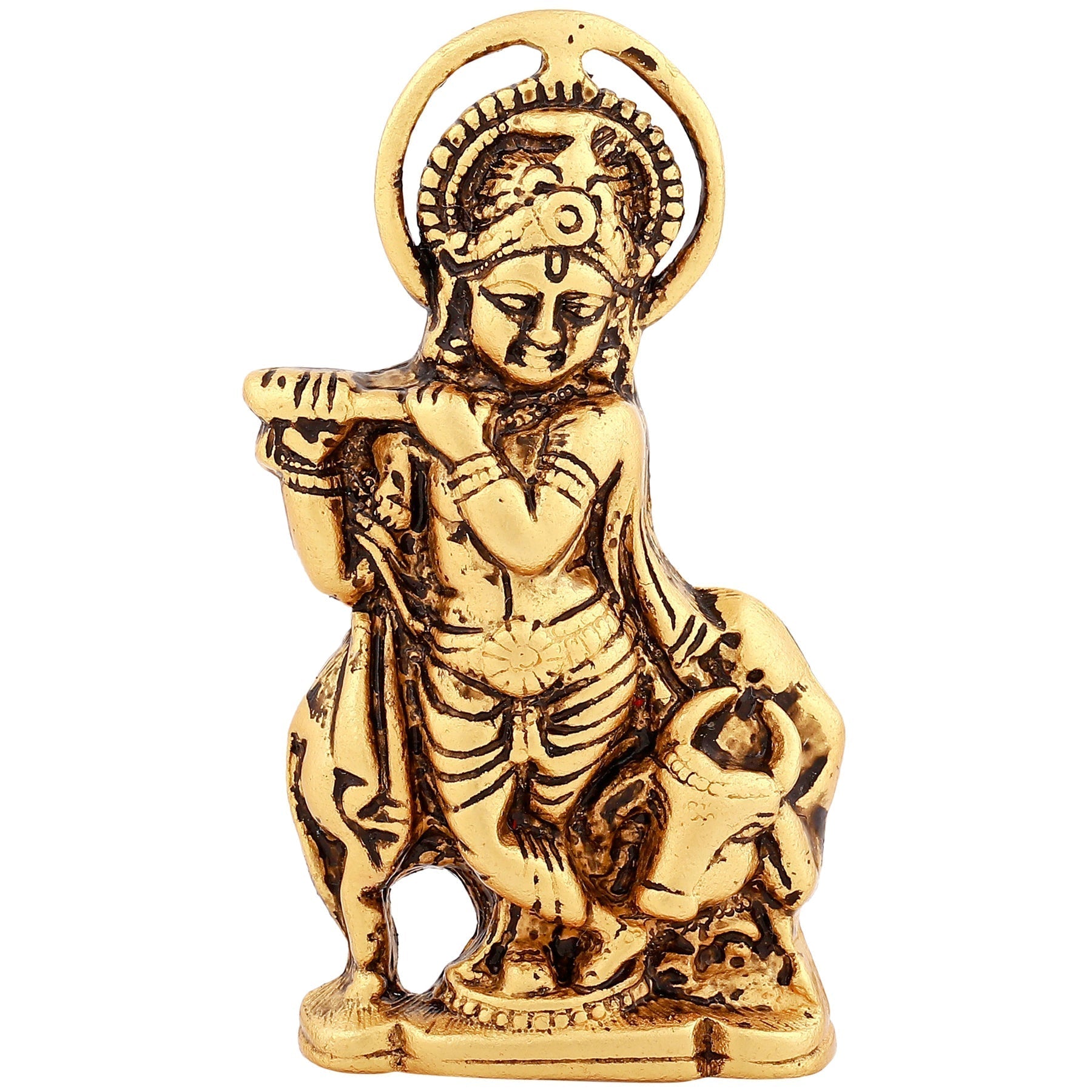 Estele Gold-Polished Spiritual Lord Krishna Idol for Home/Car Decor 