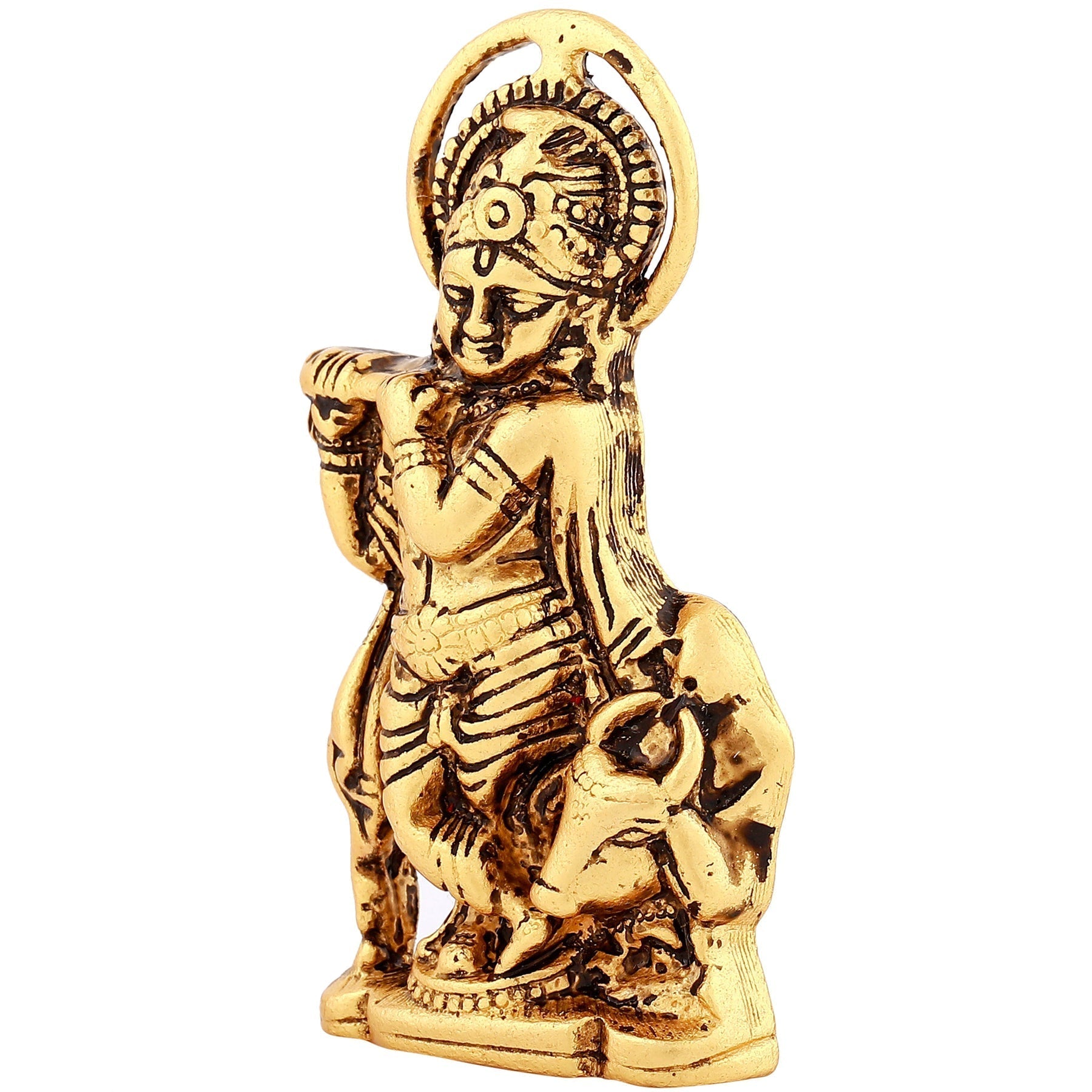Estele Gold-Polished Spiritual Lord Krishna Idol for Home/Car Decor 
