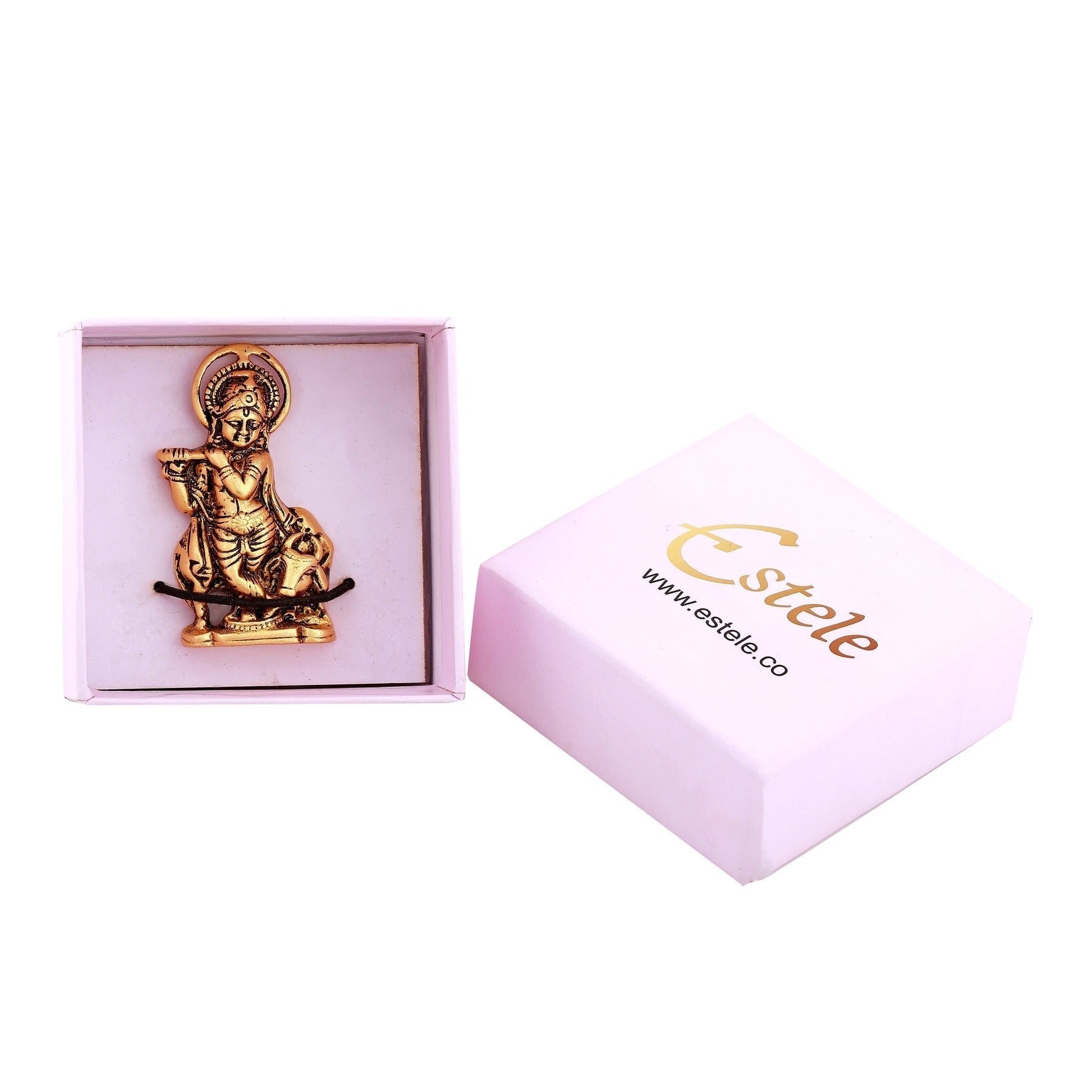 Estele Gold-Polished Spiritual Lord Krishna Idol for Home/Car Decor 