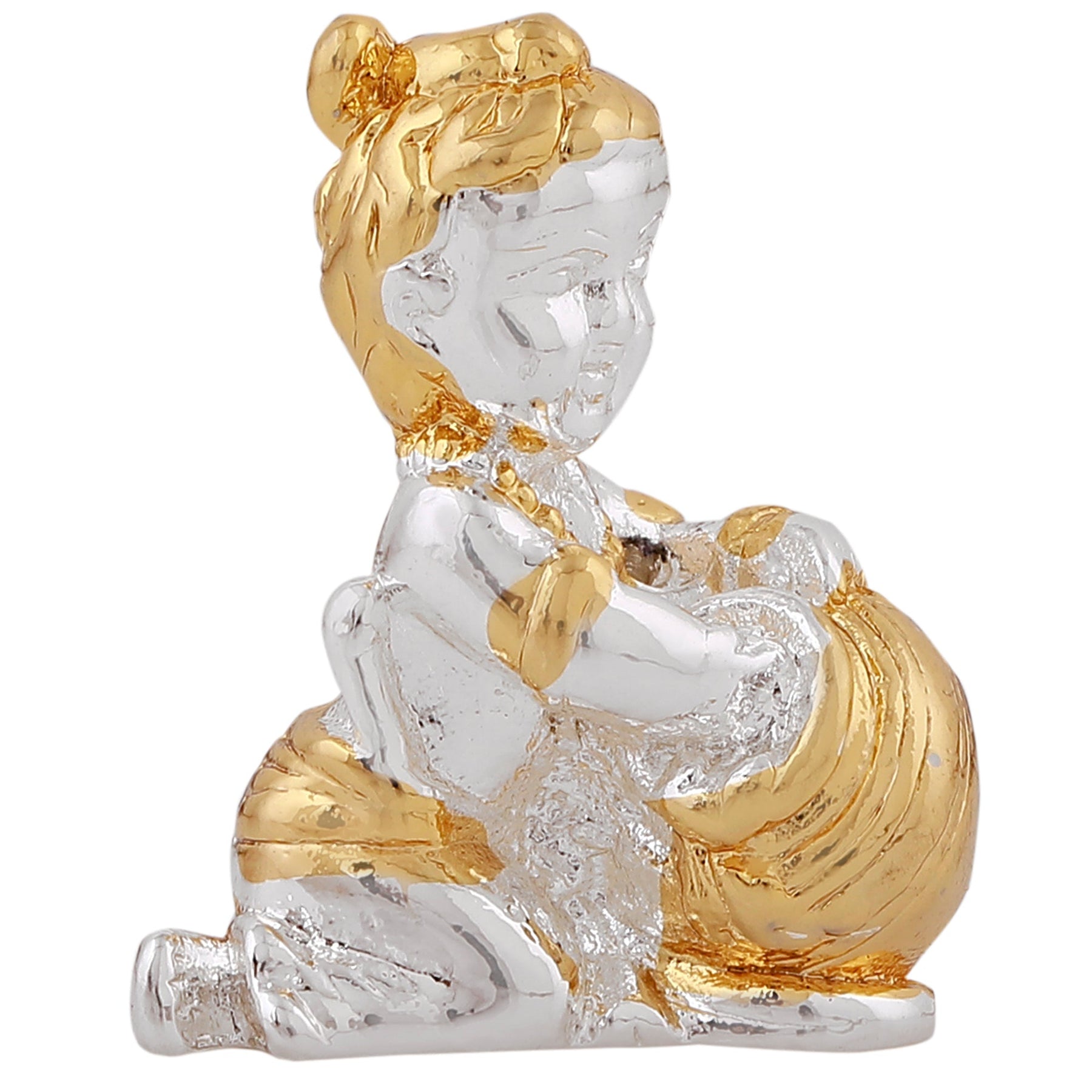 Estele Gold-Polished Makhan Chor Bal Sri Krishna Idol for Home/Car decor 