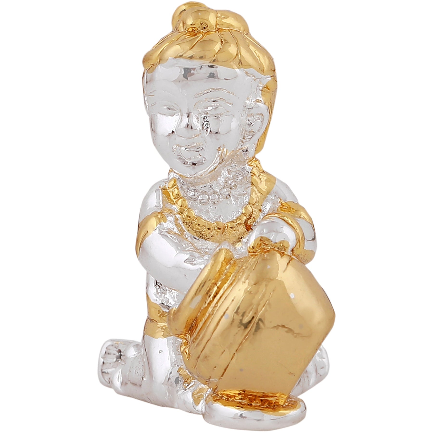 Estele Gold-Polished Makhan Chor Bal Sri Krishna Idol for Home/Car decor 