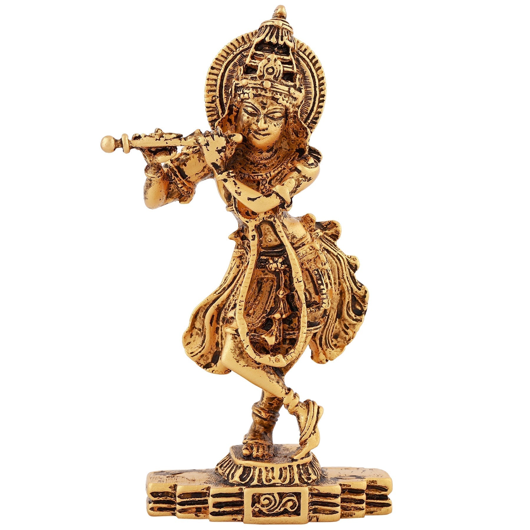 Estele Gold-Polished Sri Krishna Idol for Pooja/Car decor 