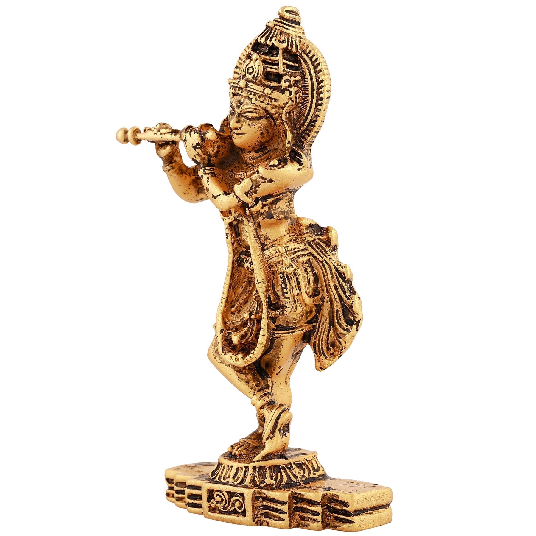 Estele Gold-Polished Sri Krishna Idol for Pooja/Car decor 