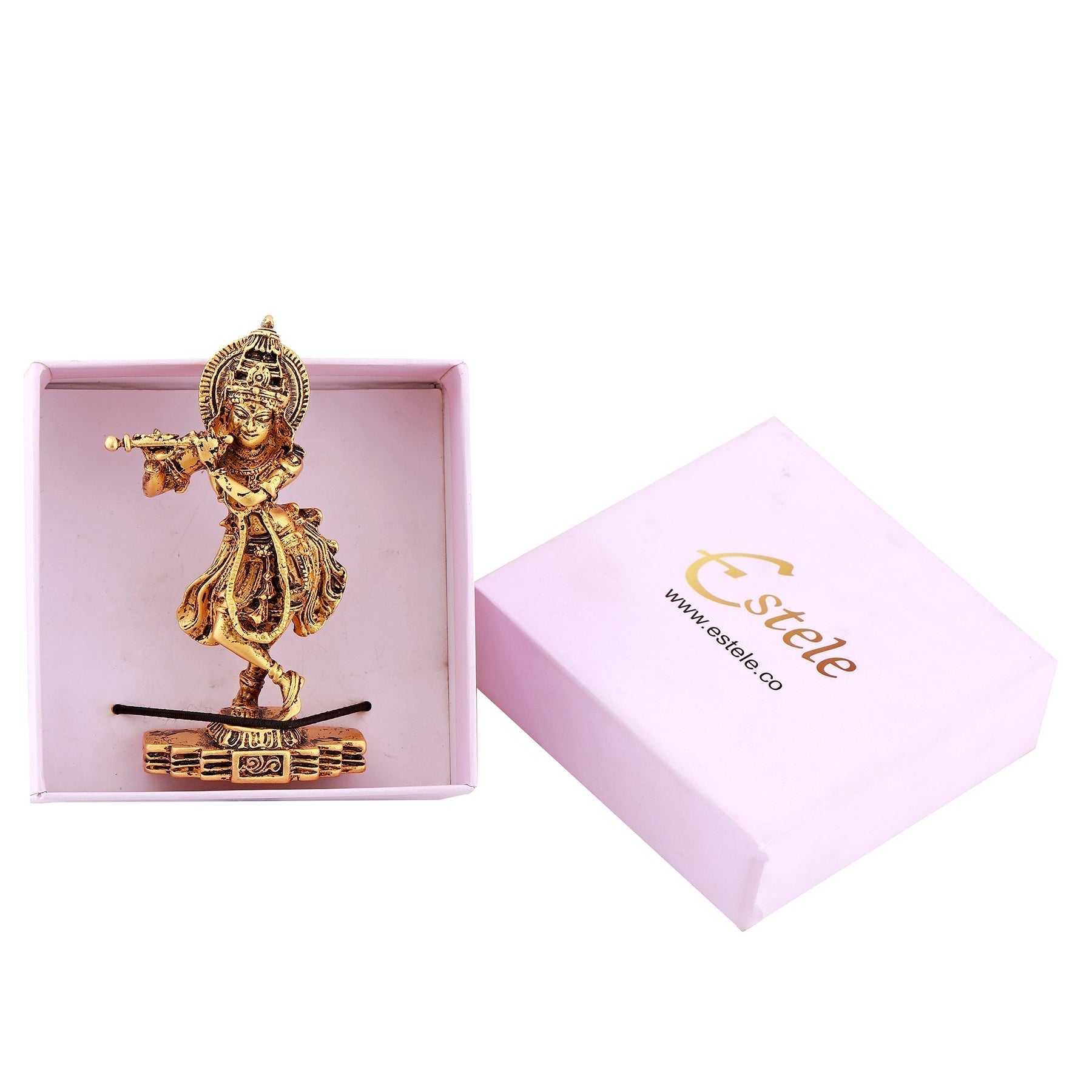 Estele Gold-Polished Sri Krishna Idol for Pooja/Car decor 