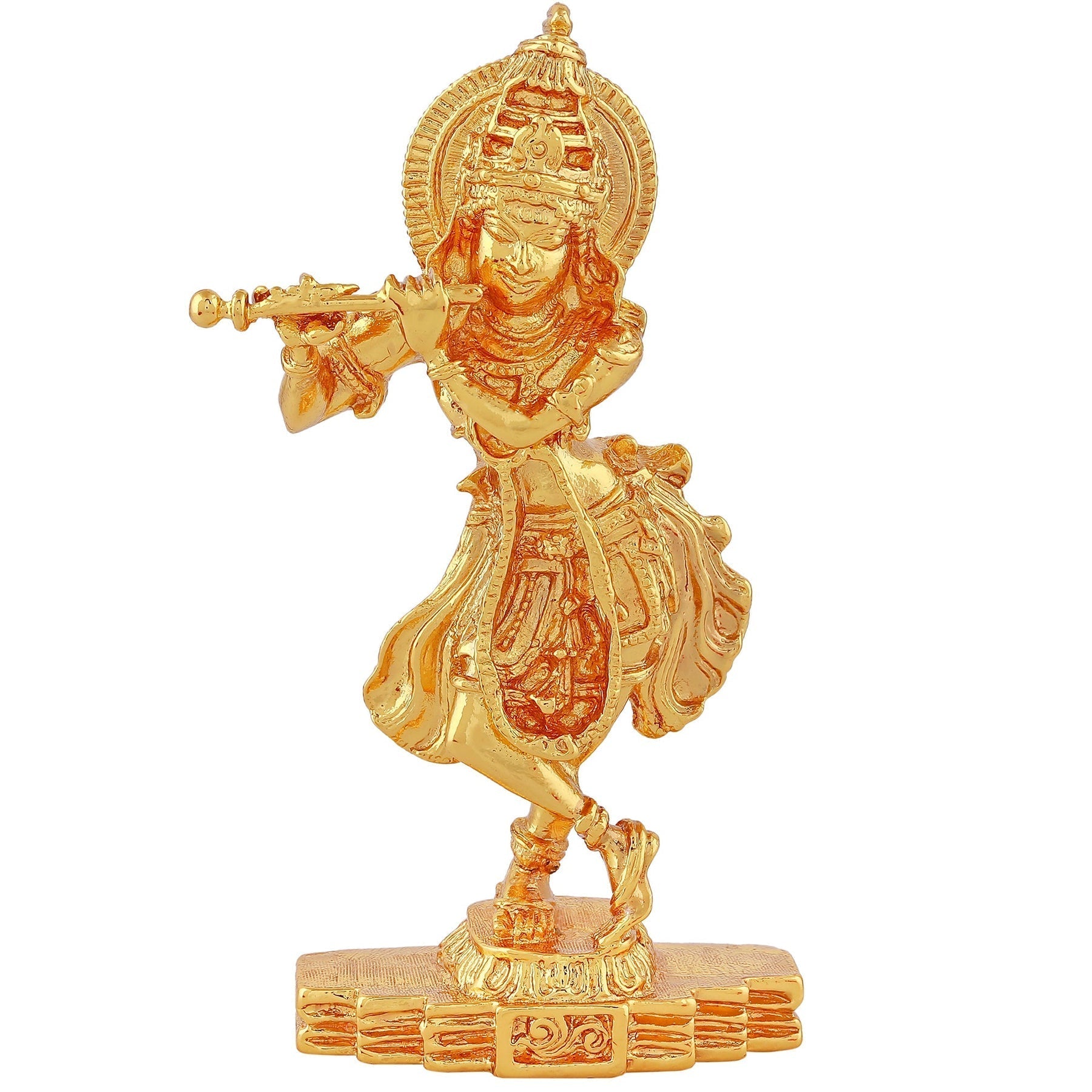 Estele Gold-Polished God of love Sri Krishna Idol for Pooja/Car decor 