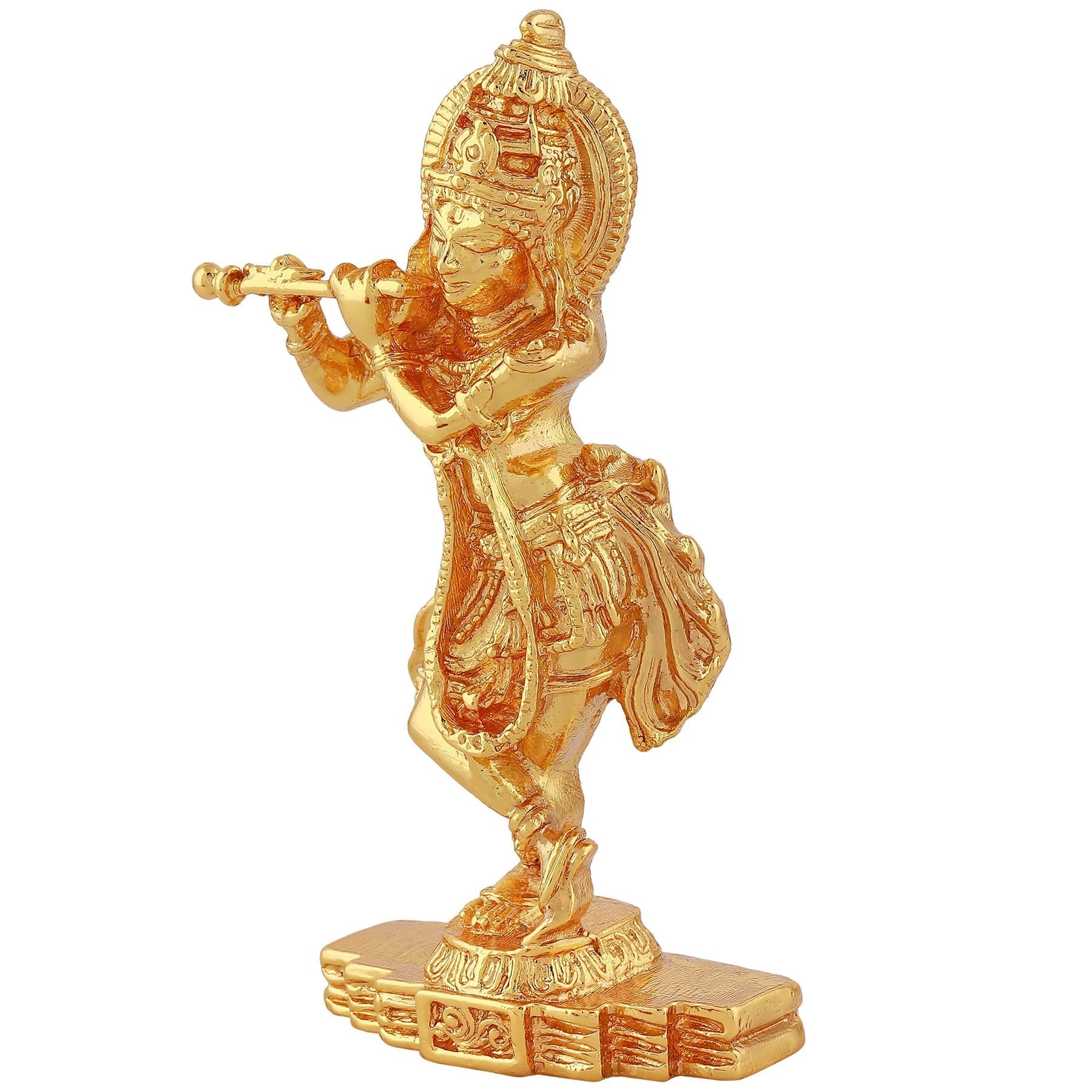 Estele Gold-Polished God of love Sri Krishna Idol for Pooja/Car decor 