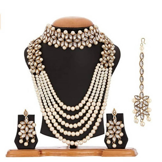 Mominos Fashion Rajwadi Gold-Plated Wirh Stone & Pearls Necklace Online