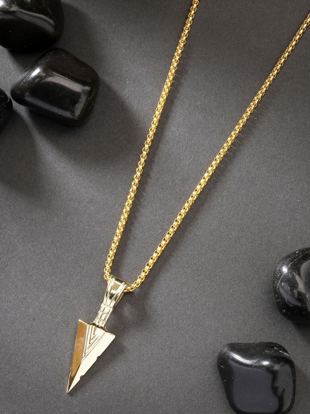 NVR Men's Set of 3 Multicolor Rhodium-Plated Arrow-Shaped Pendant With Chain 