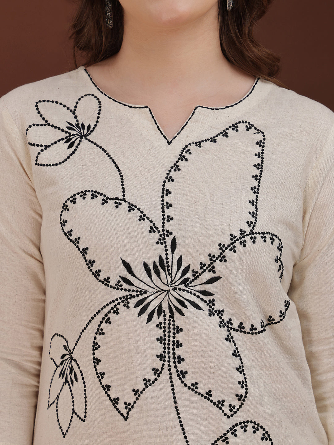 Floral Embroidered Co Ords, White - Hiral Fashion