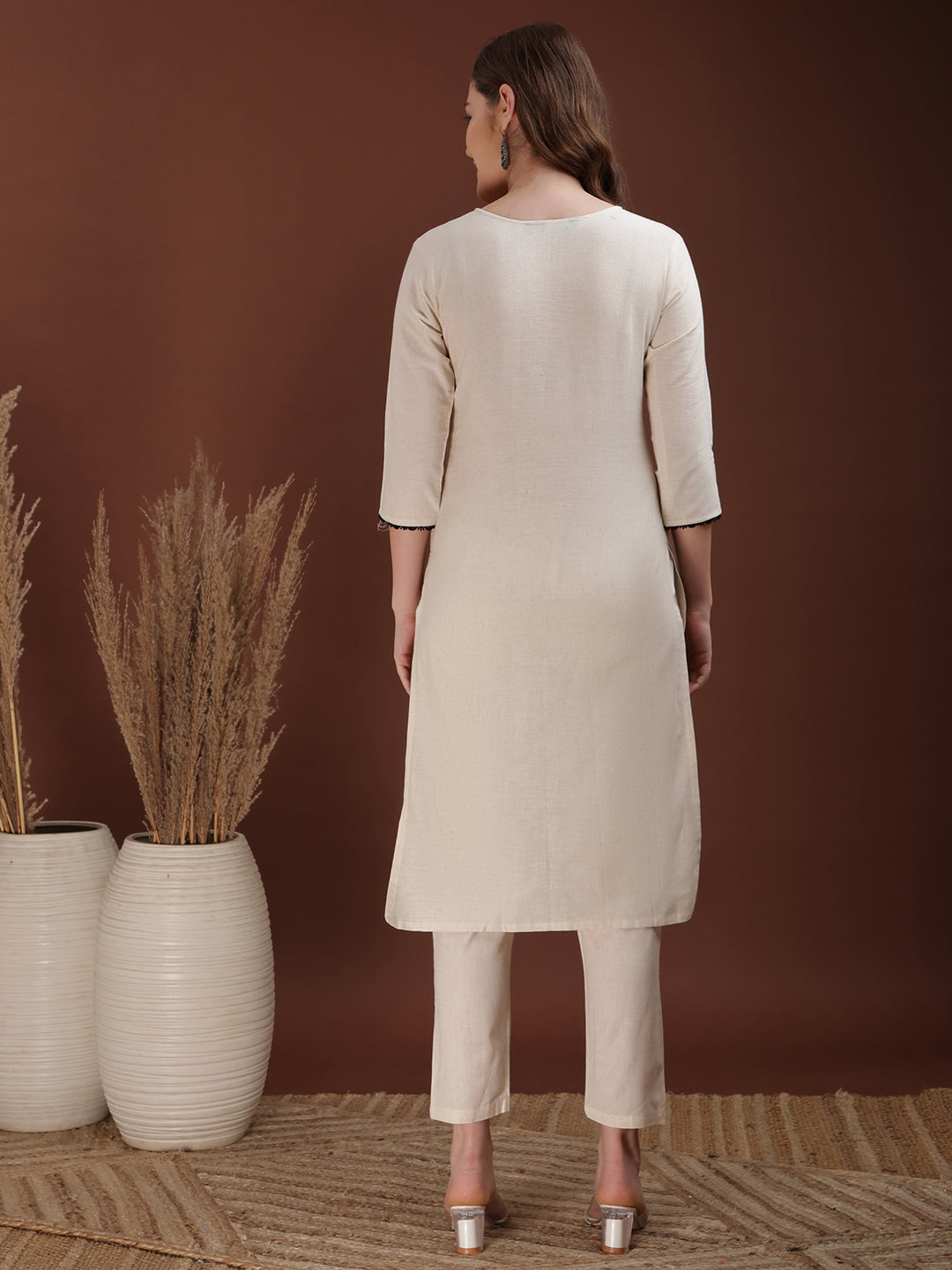 Floral Embroidered Co Ords, White - Hiral Fashion