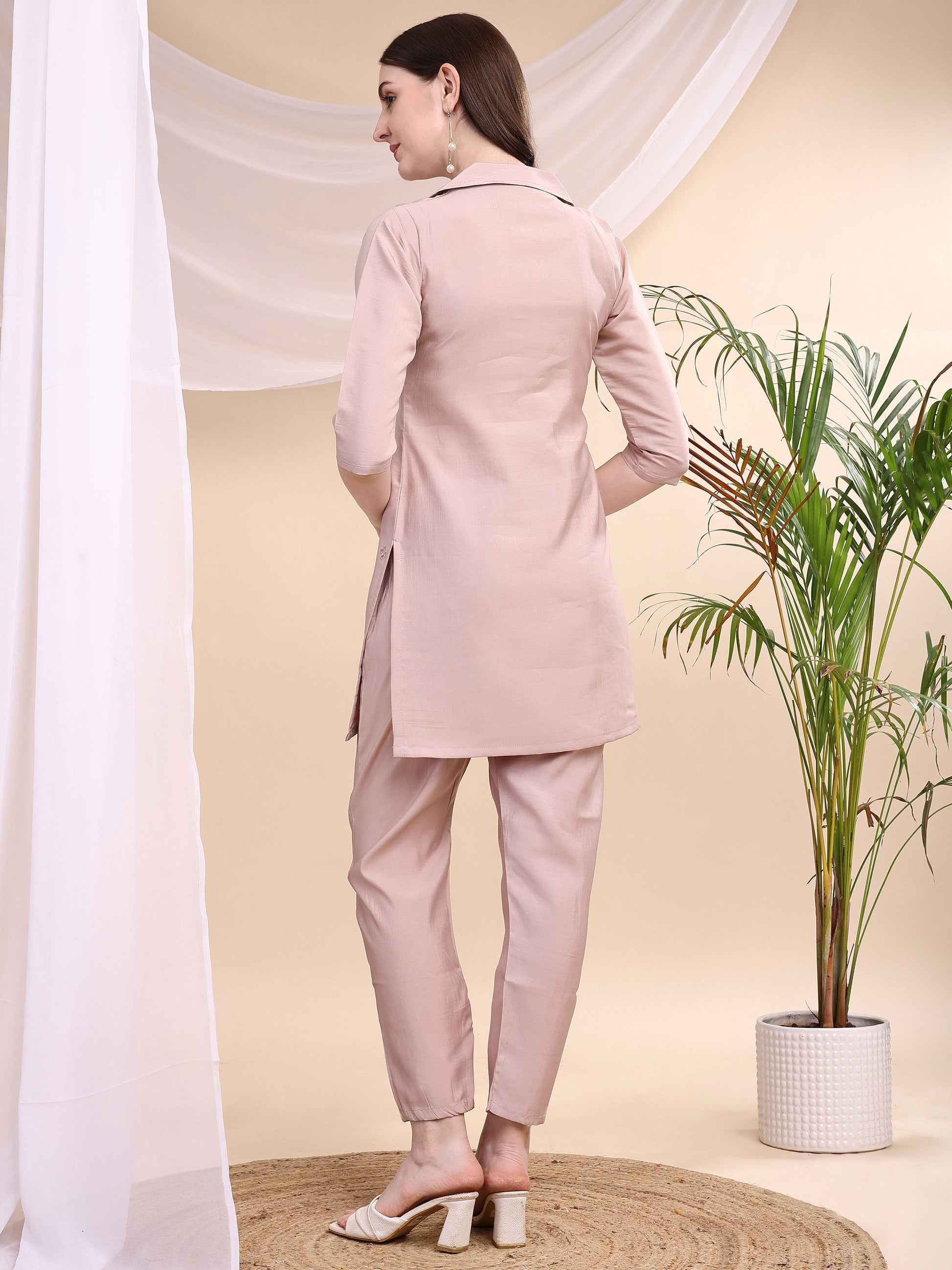 Floral Embroidered Co Ords, Pink - Hiral Fashion