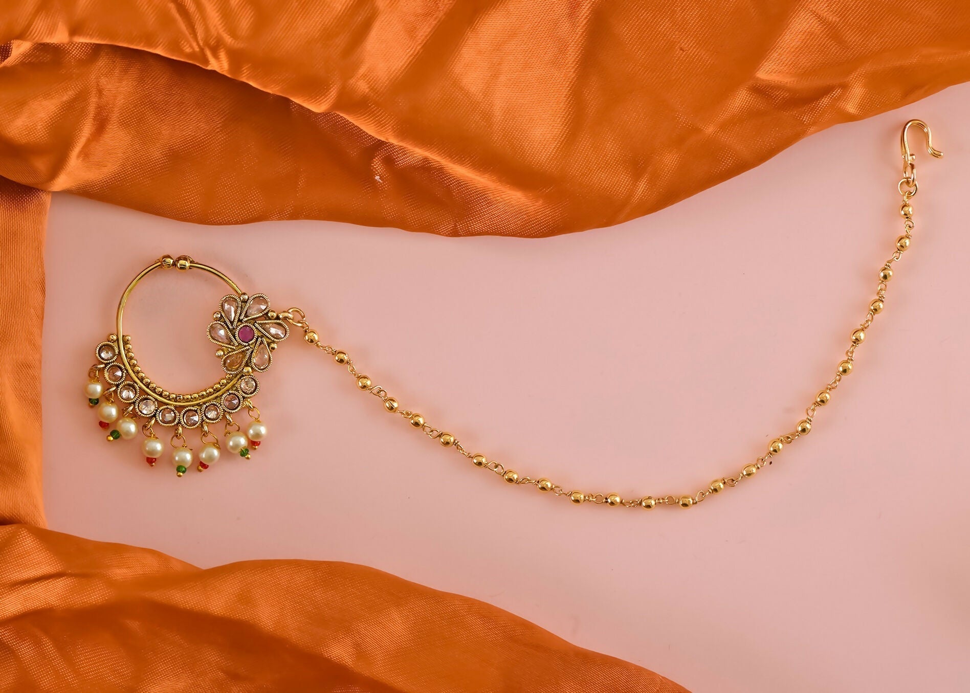 Joban Fashion Women Golden White Nose Ring 