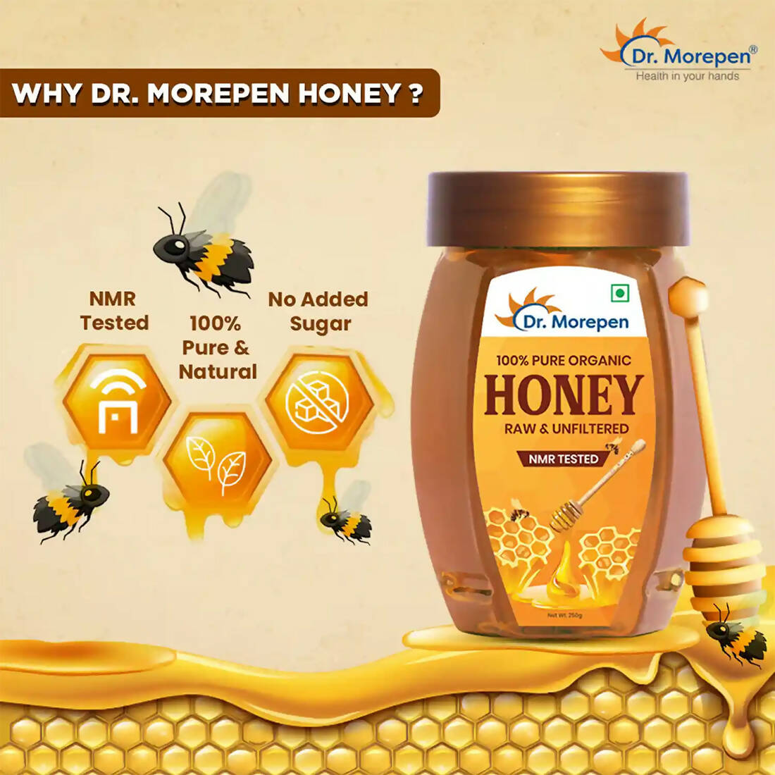 Dr. Morepen 100% Pure Organic Honey NMR Tested 