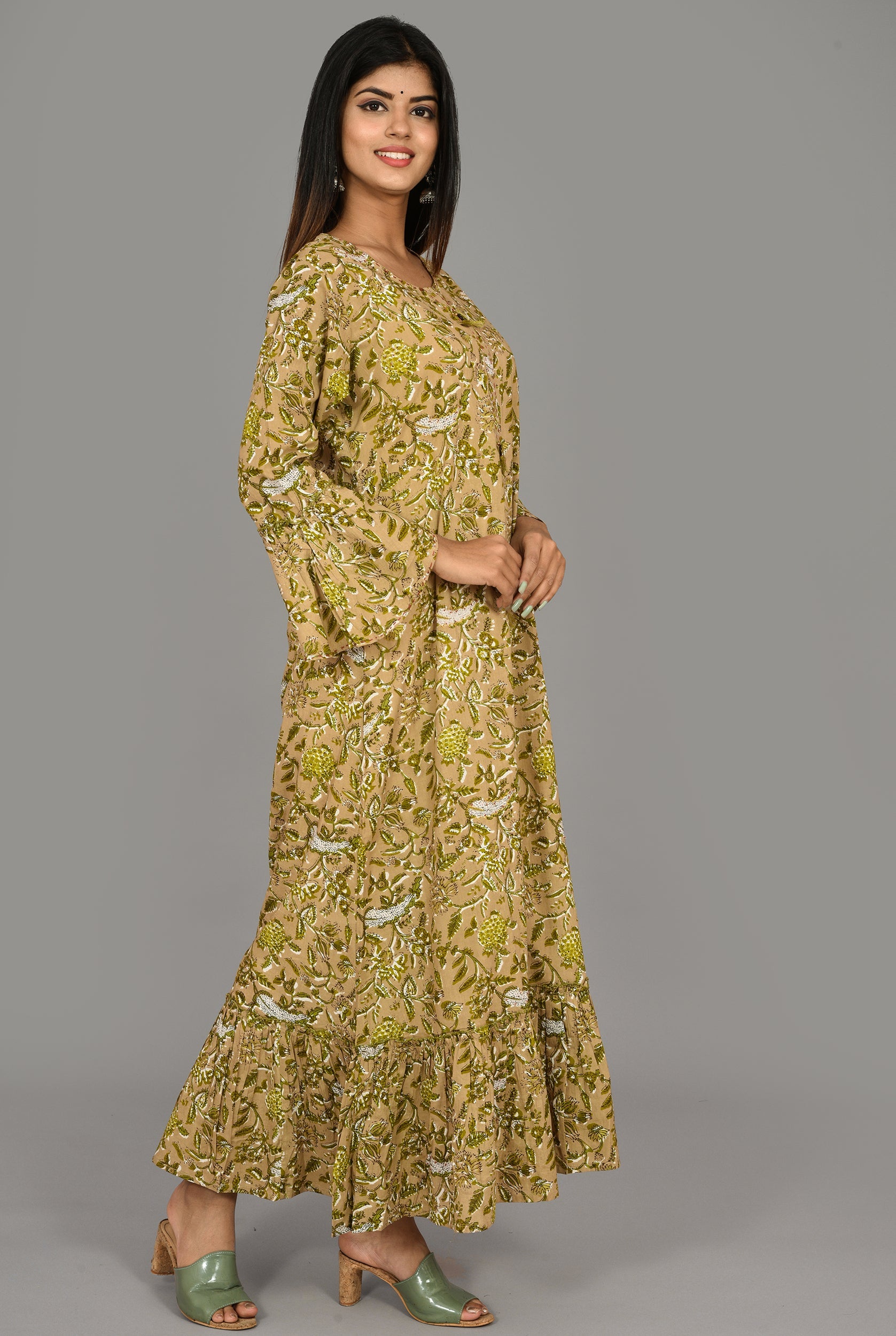 Kaajh Women's Green Floral Print kurta