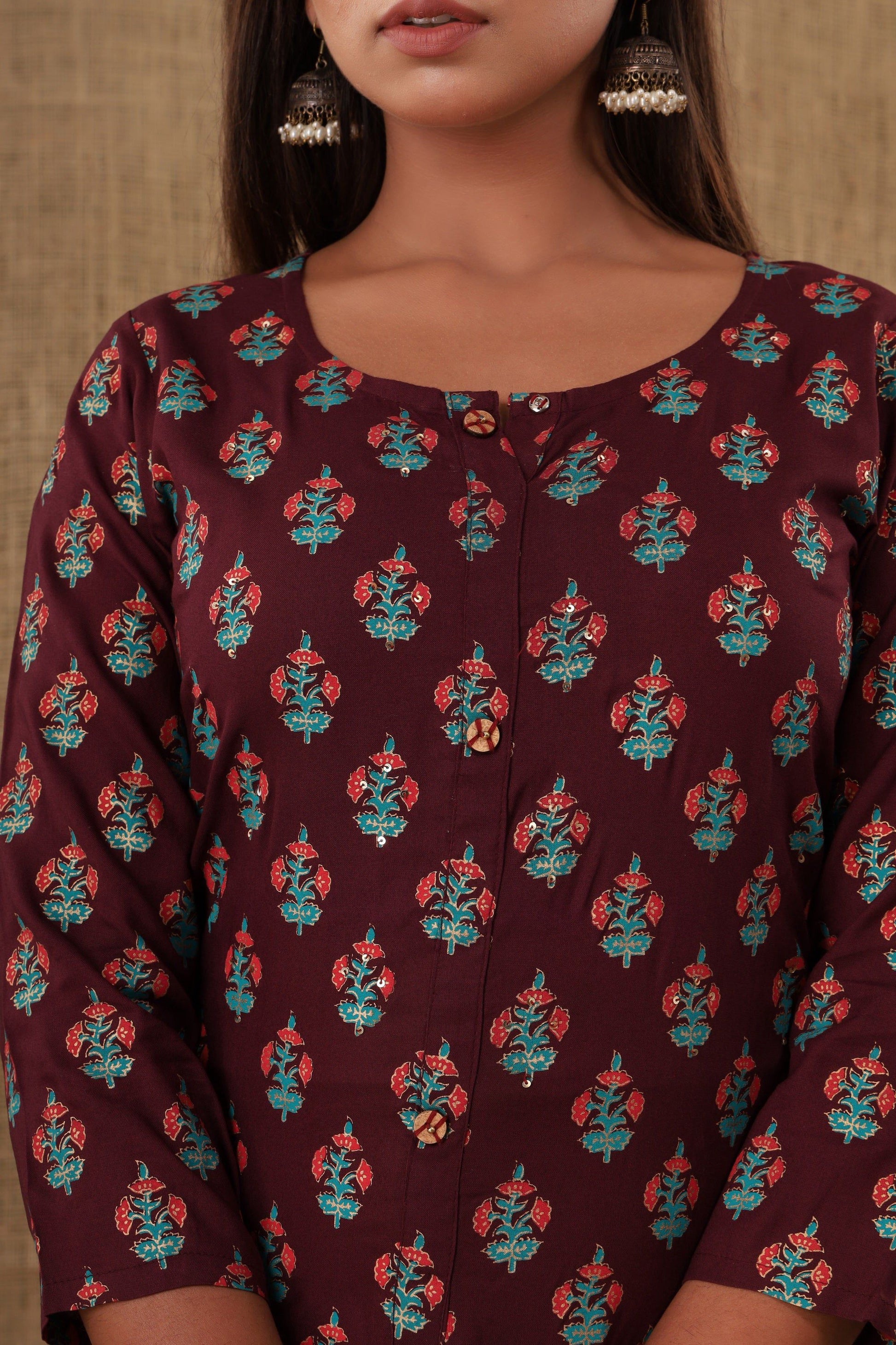 Kaajh Women's Purple Floral Print Kurta