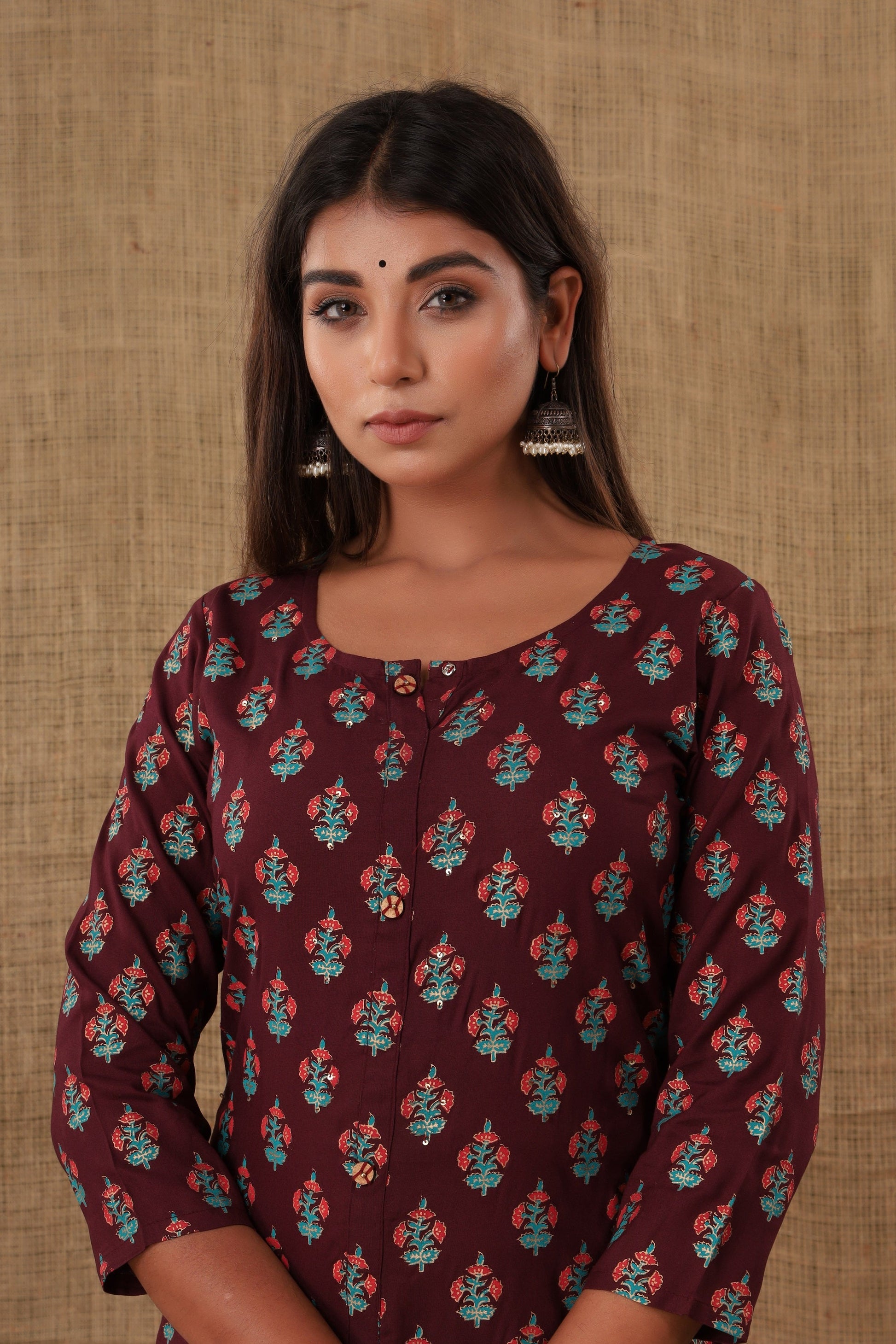 Kaajh Women's Purple Floral Print Kurta