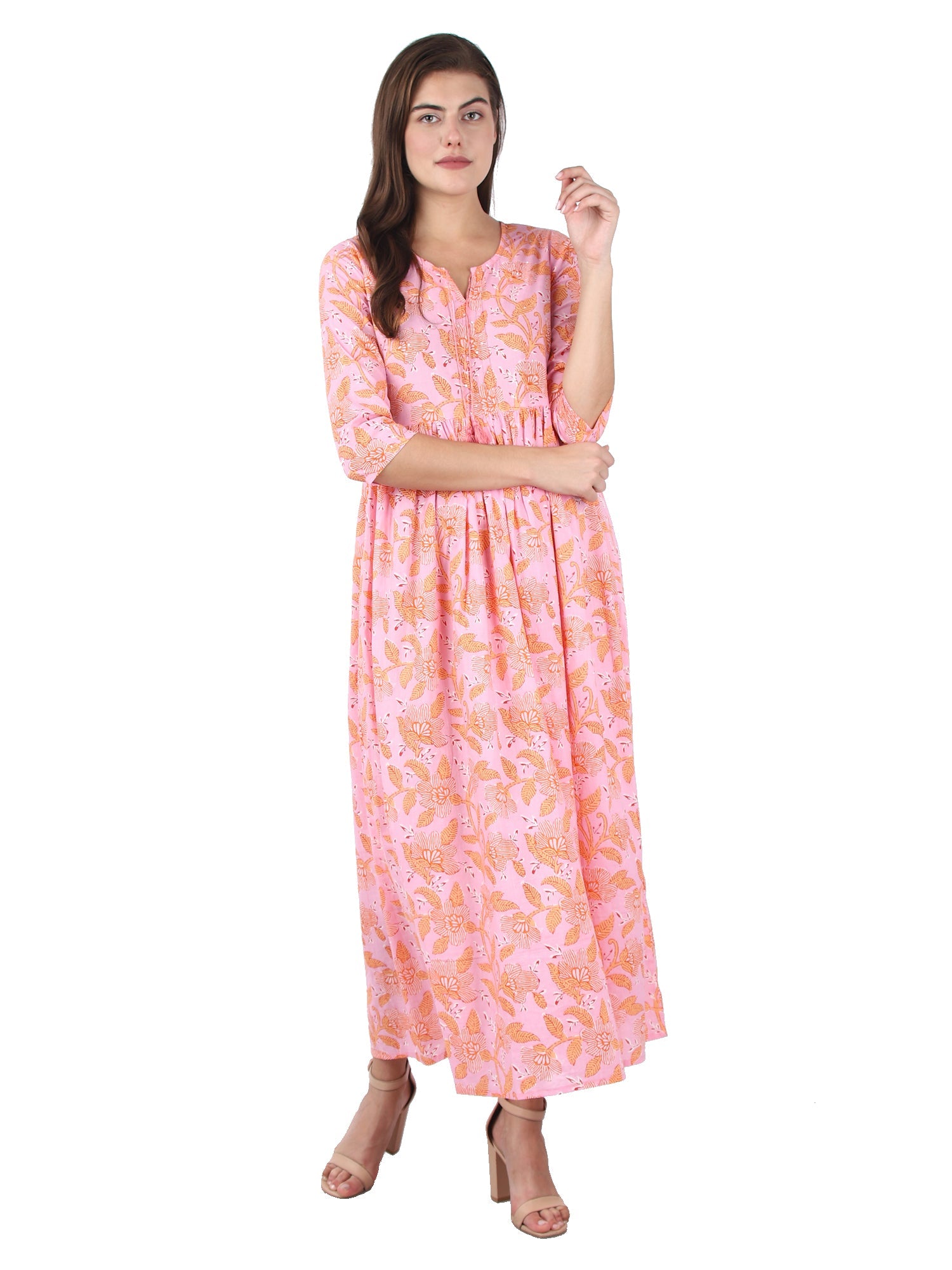 Kaajh Women's Pink Floral Print kurta