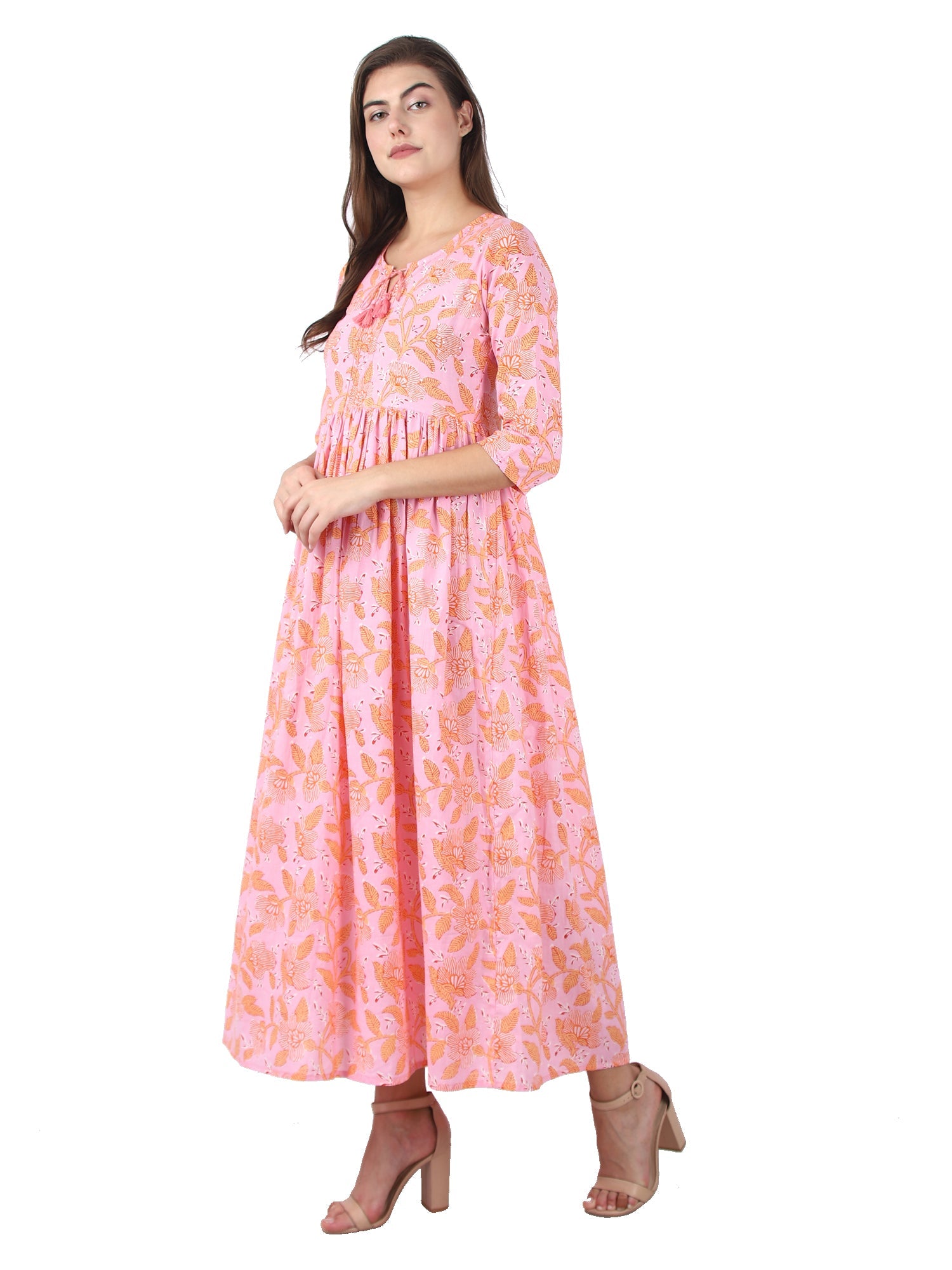 Kaajh Women's Pink Floral Print kurta