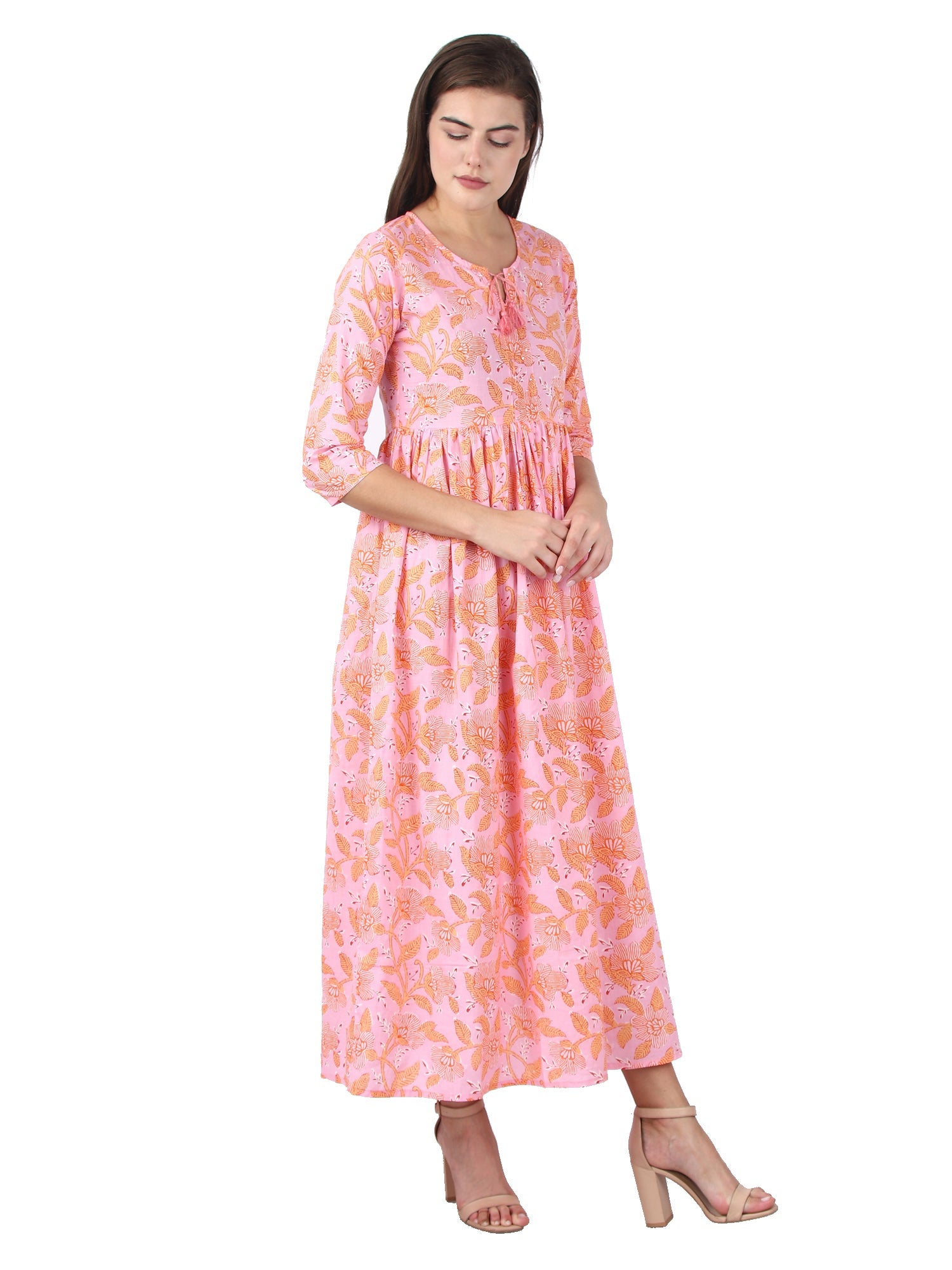 Kaajh Women's Pink Floral Print kurta