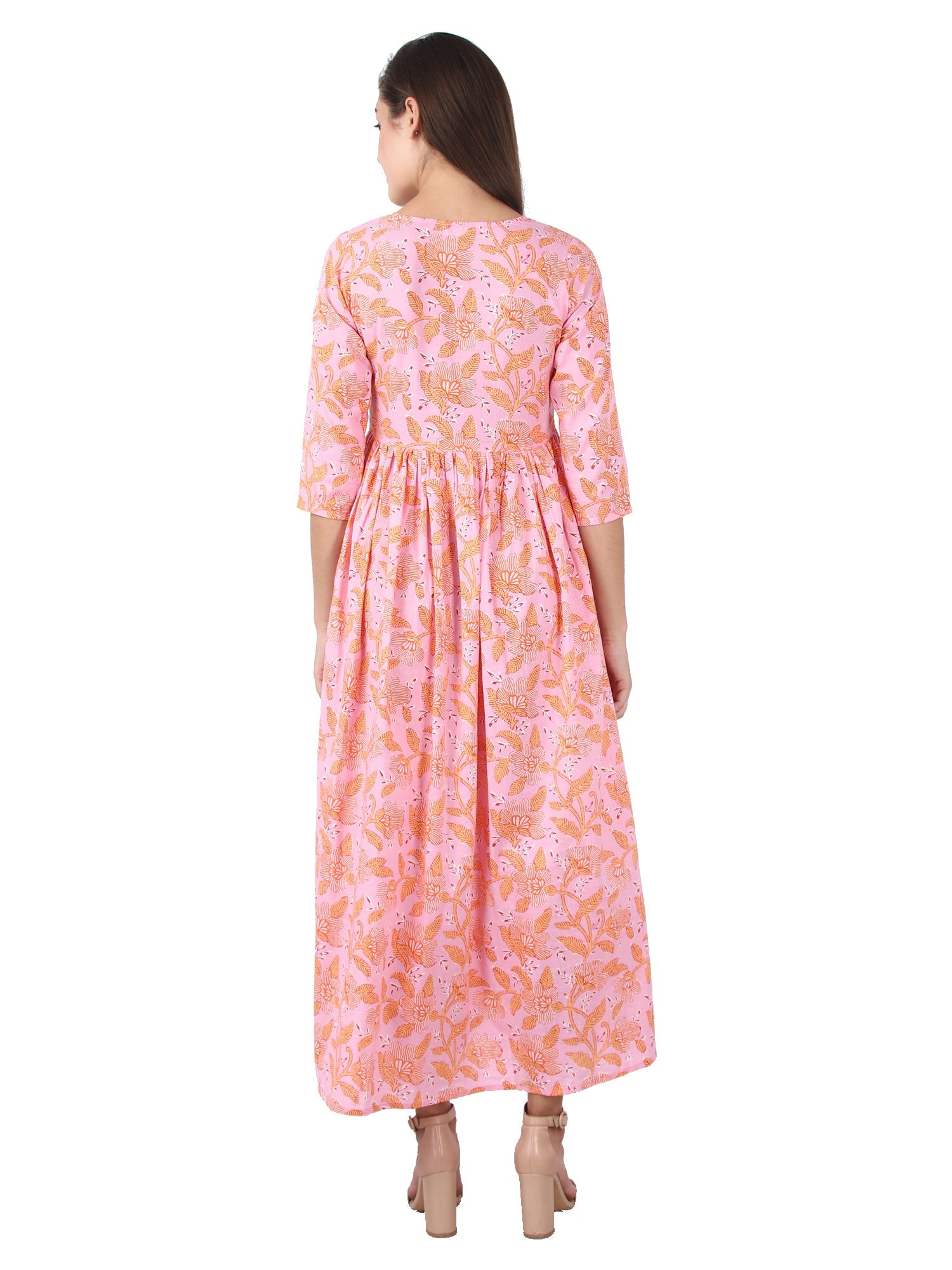 Kaajh Women's Pink Floral Print kurta